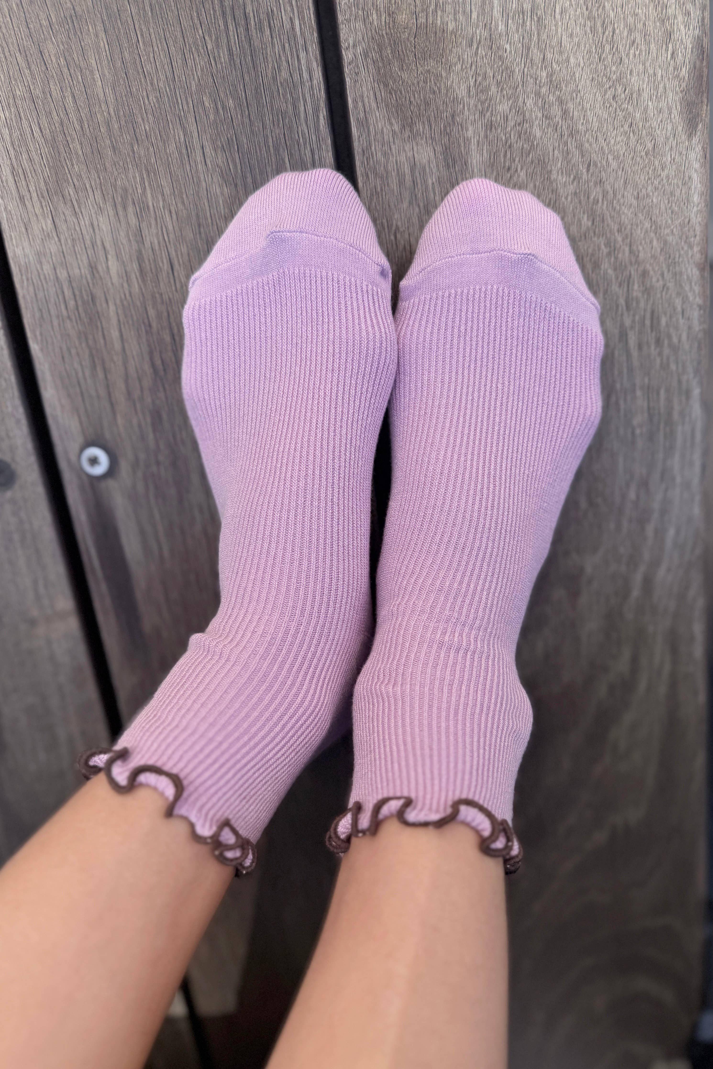The Petite Ruffled Modal Socks | Baby Blue & Butter