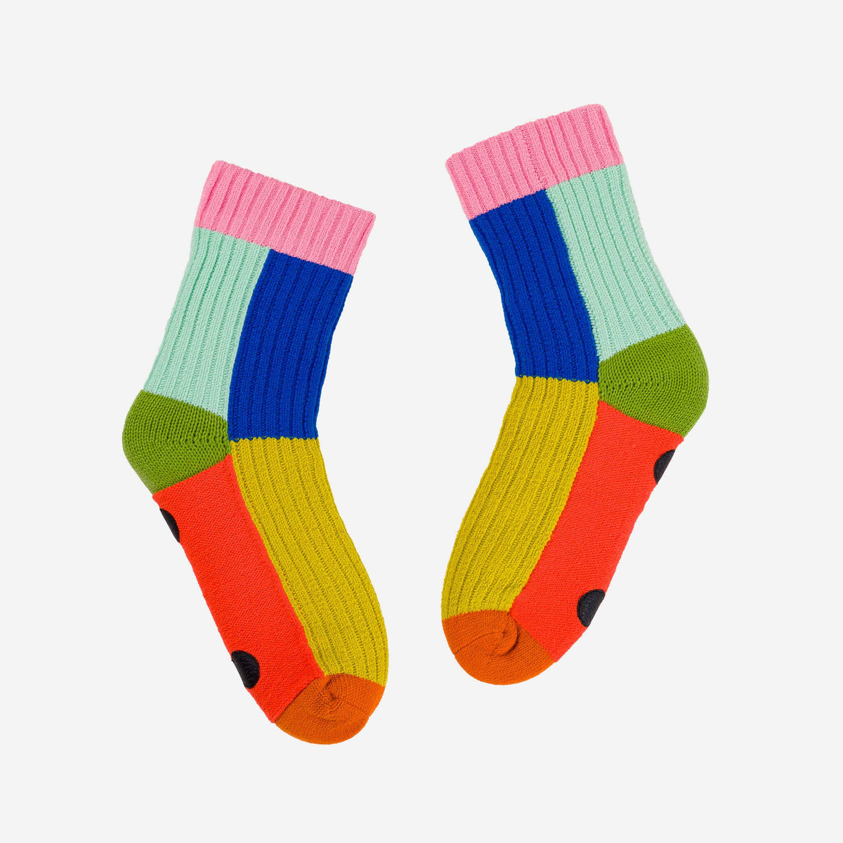 Kaleidoscope Knit House Socks | Olive Cobalt | L/XL