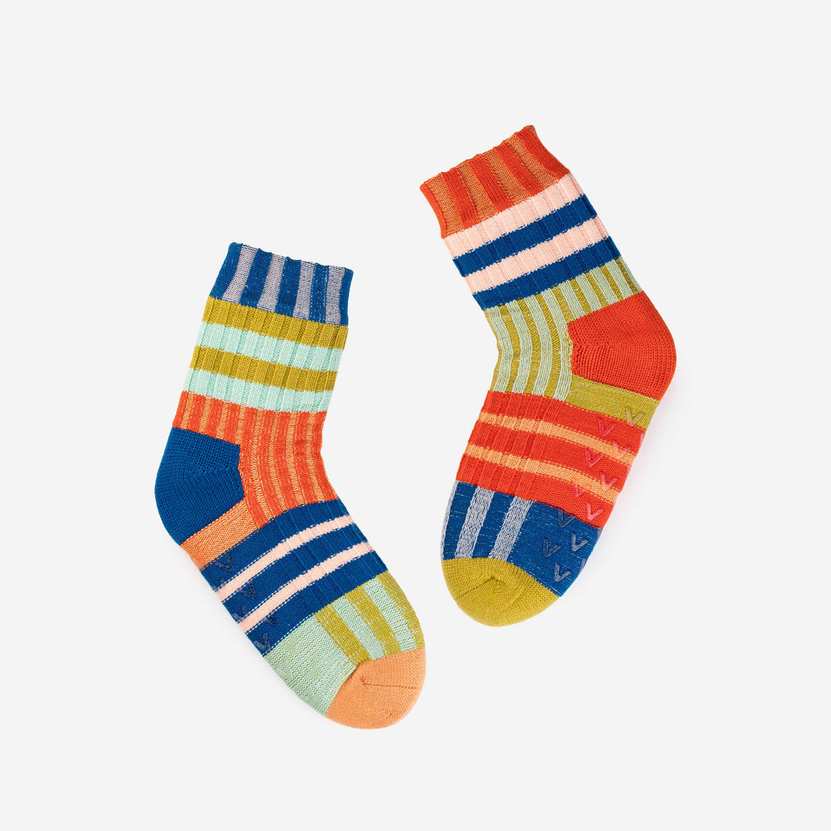 Patchwork Stripe House Socks | Rainbow | S/M