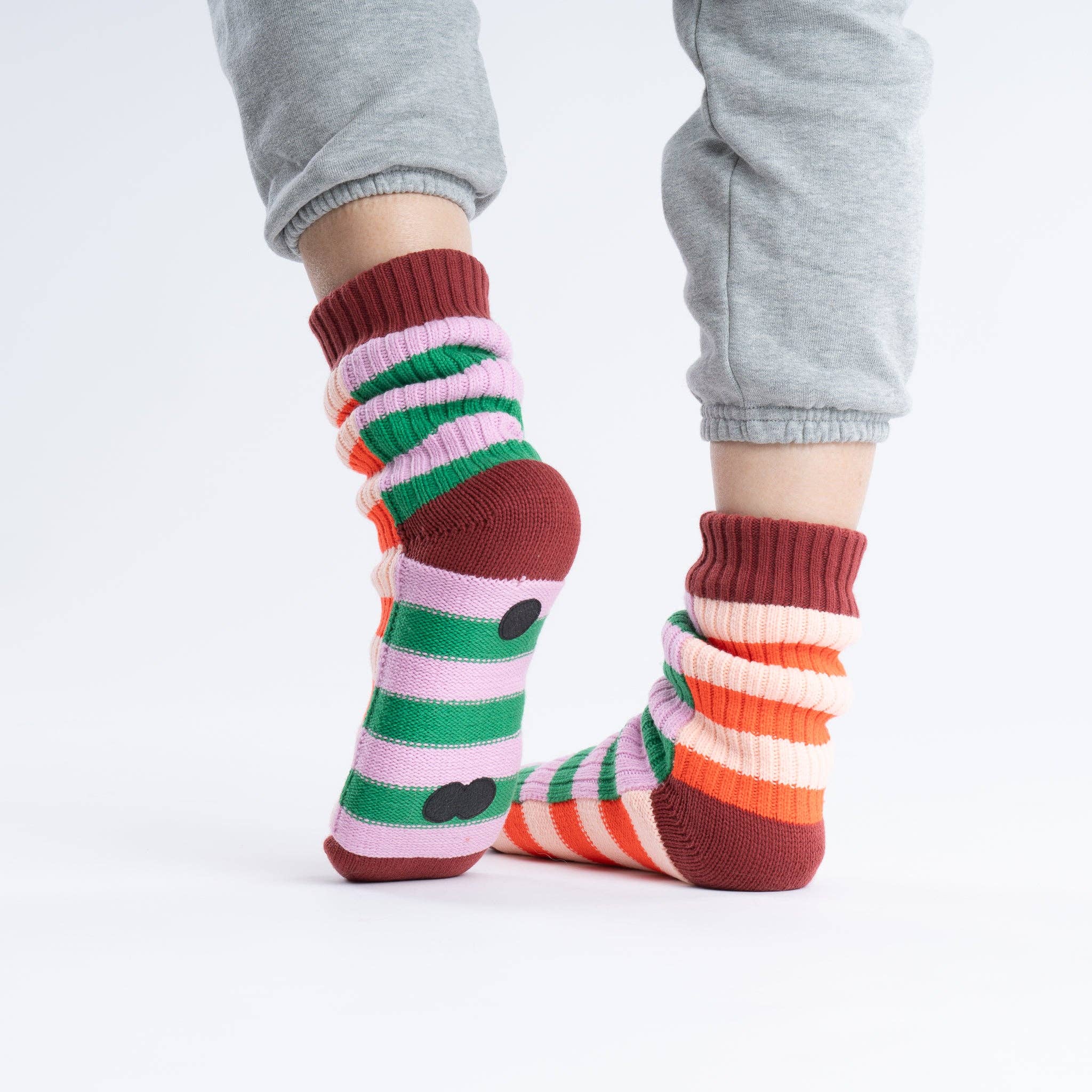 Super Stripe Knit House Socks: Kelly Lilac