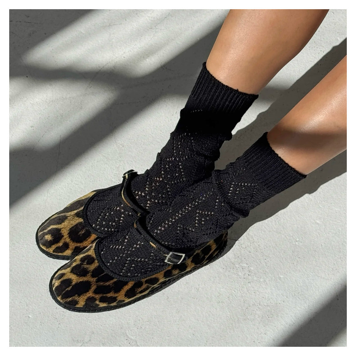 Modal Eyelet Socks | Jet Black