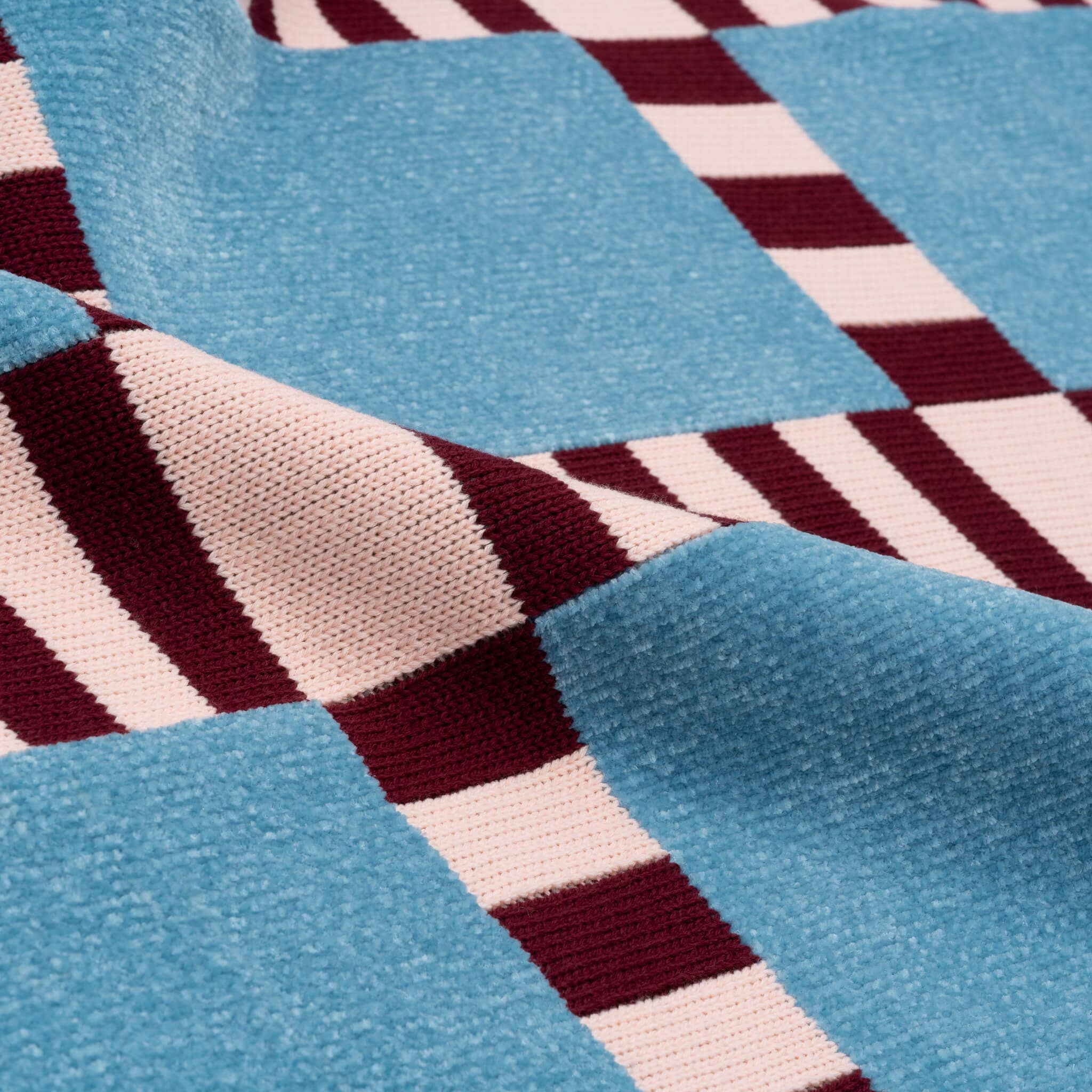 Tile Patch Chenille Throw | Stone Blue