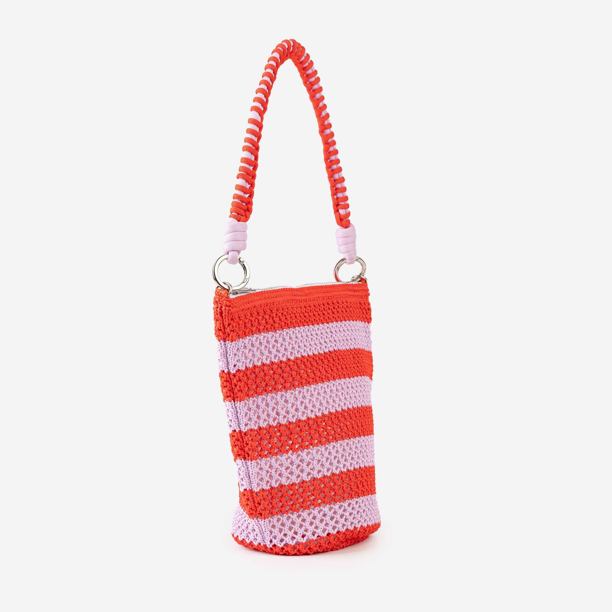 Stripe Raffia Zip Bag | Poppy Lilac