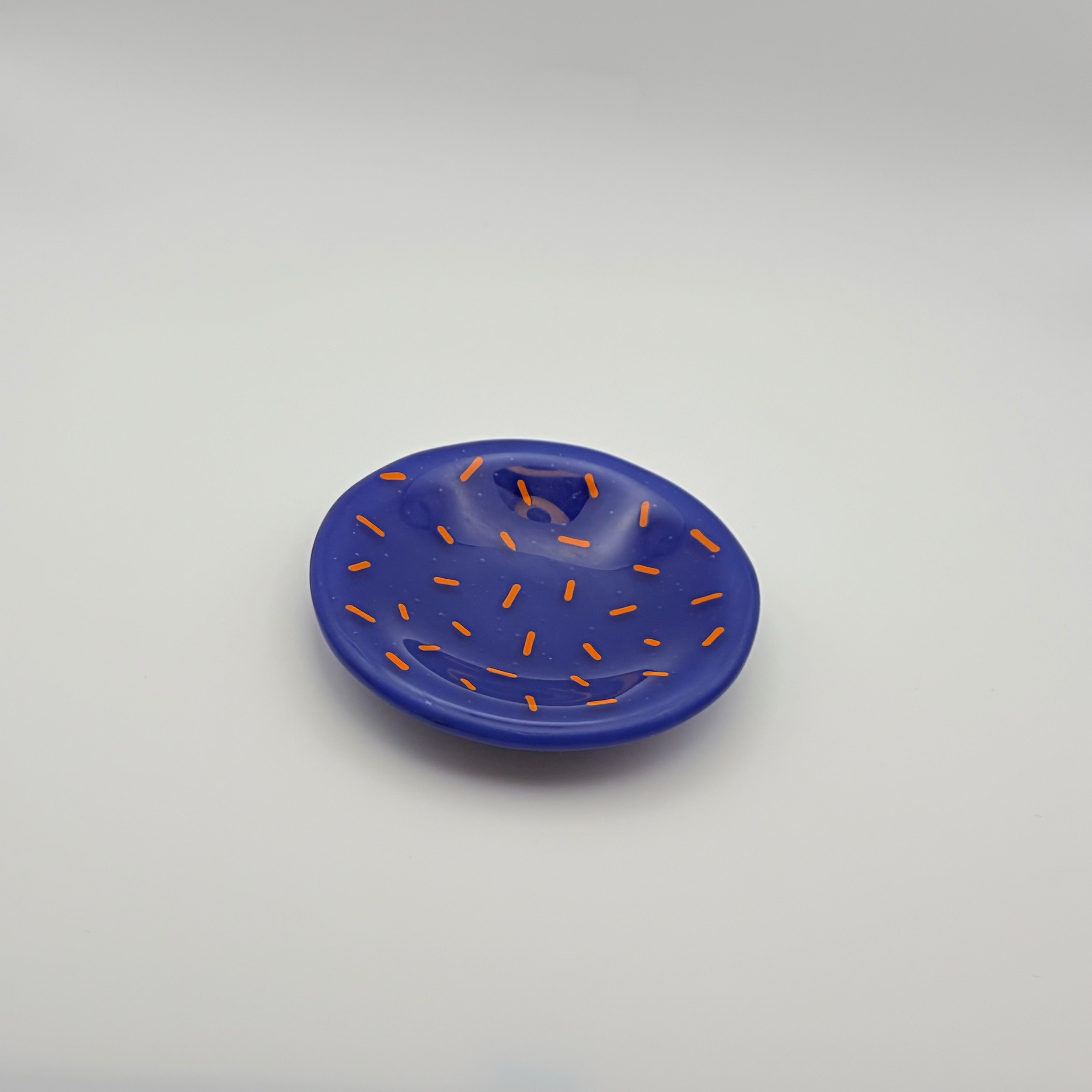 Small Round Glass Dish | Blue Speckle
