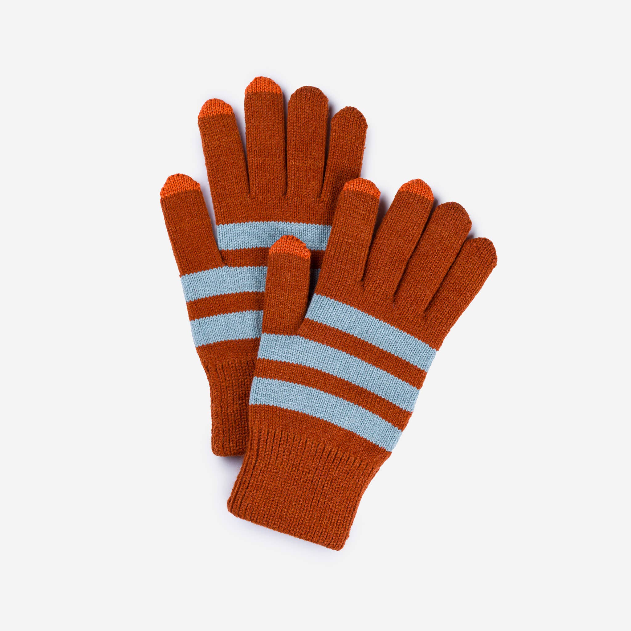 Stripe Touchscreen Gloves | Stone Blue Rust