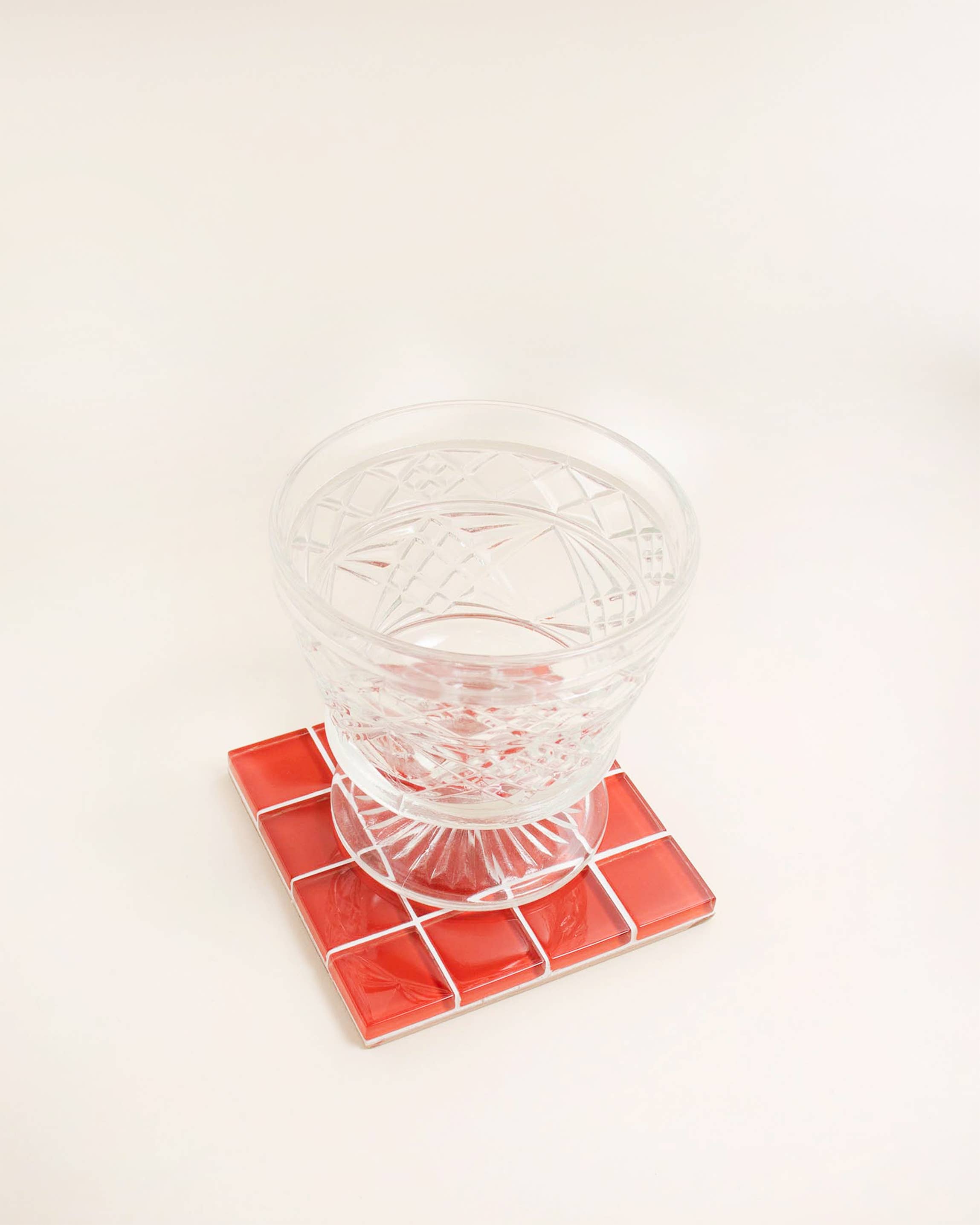 Glass Tile Coaster - It's Apple Red