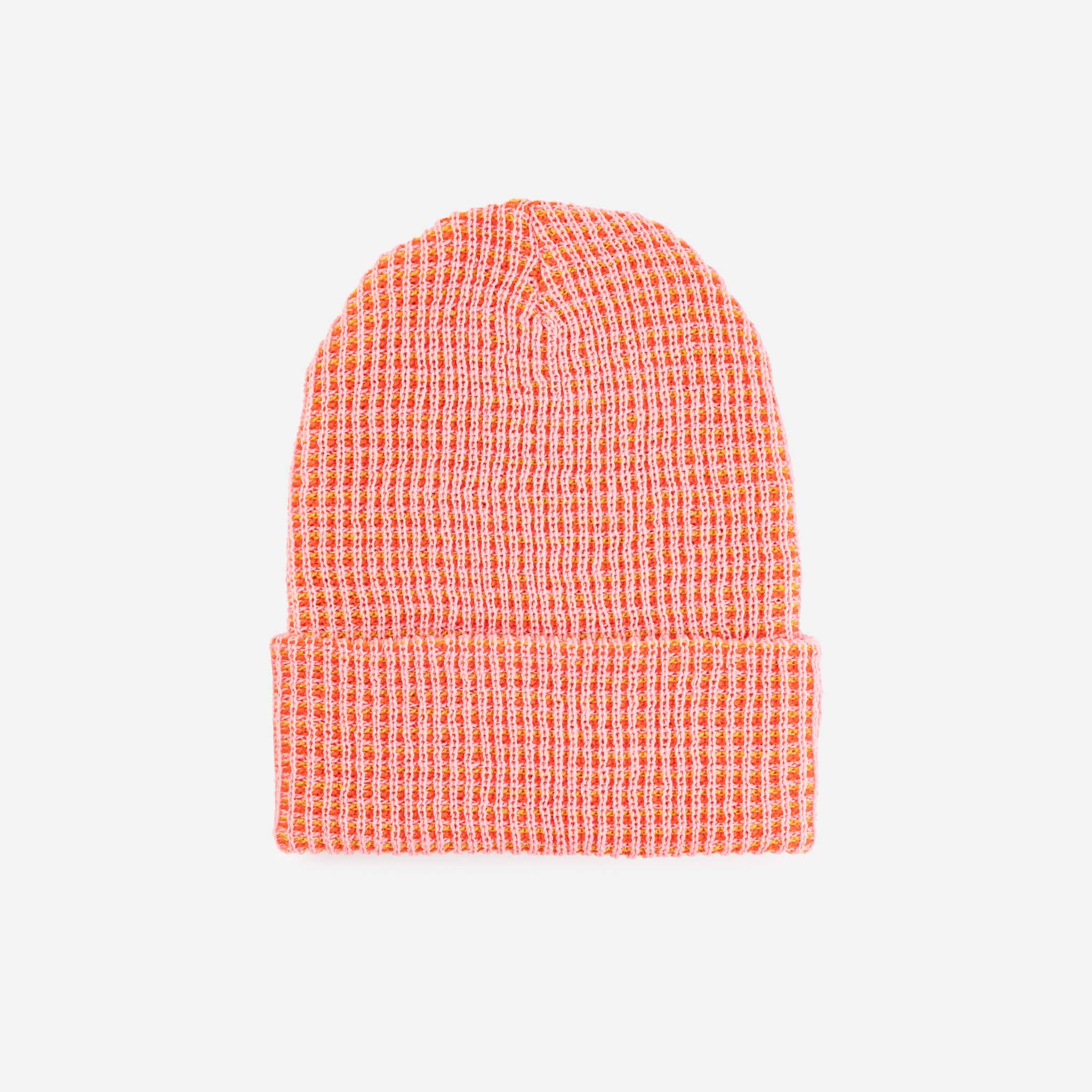 Simple Grid Knit Beanie | Coral Pink