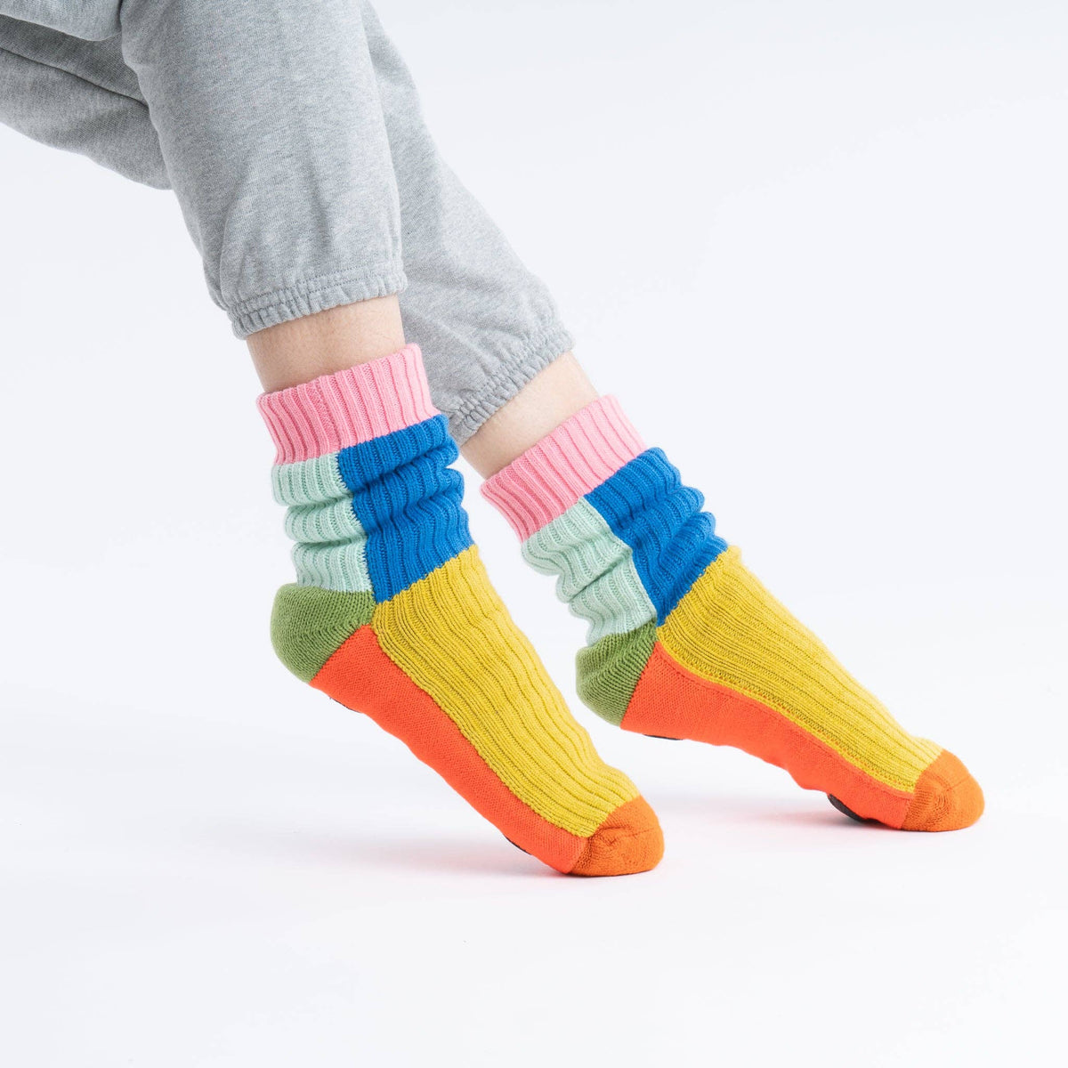 Kaleidoscope Knit House Socks | Olive Cobalt | L/XL
