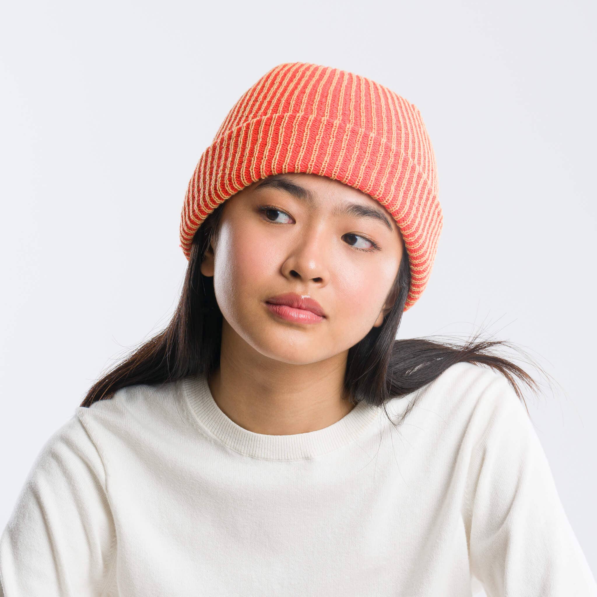 Simple Rib Knit Beanie | Camel Poppy