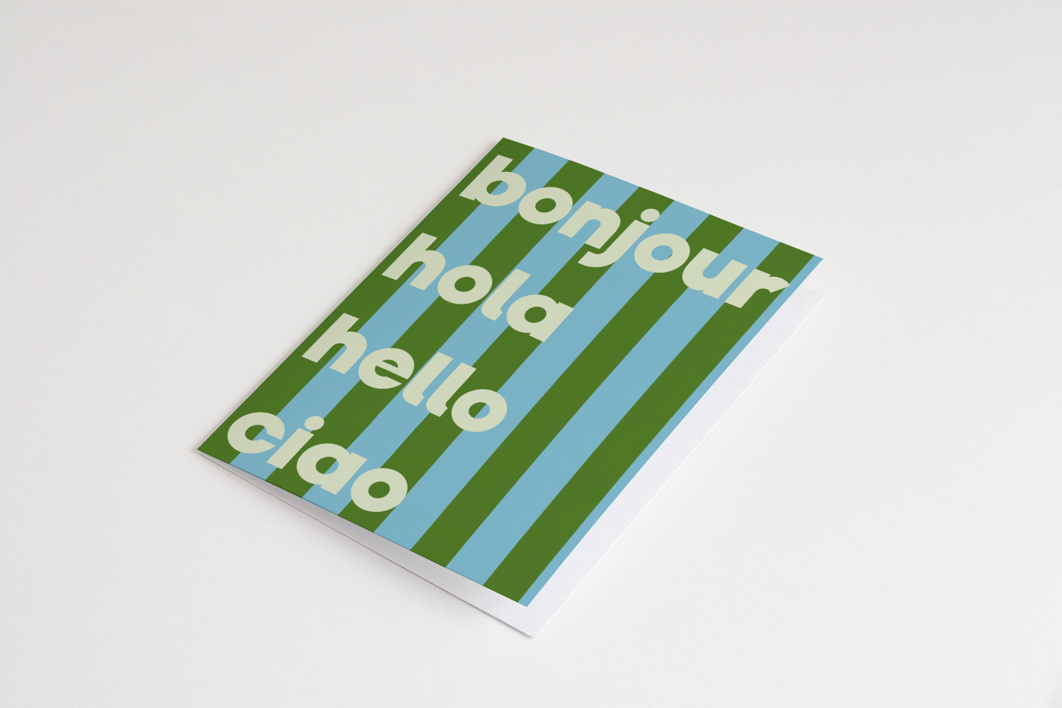 Bonjour Hola Green Greeting Card 