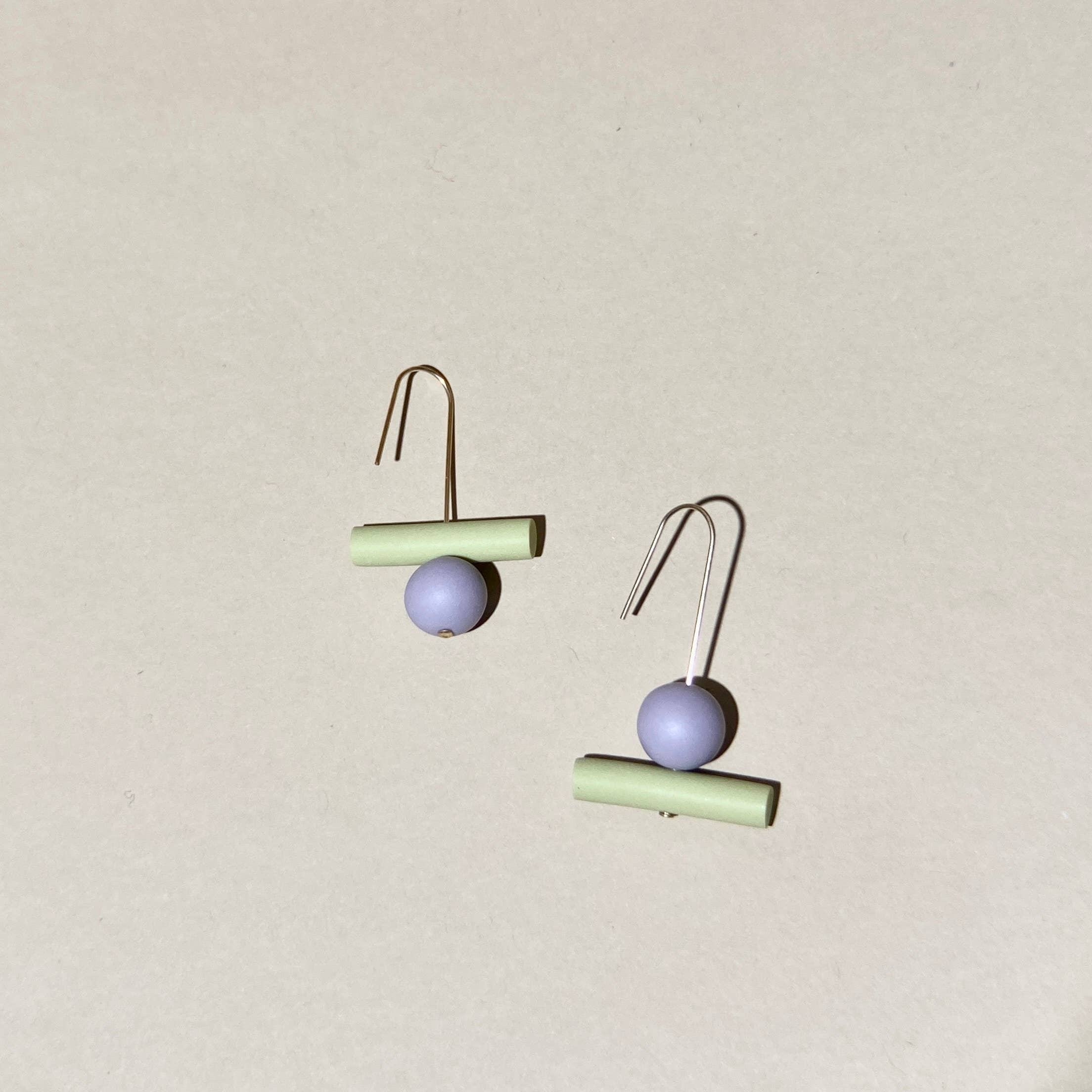 Olivia Mini Earrings: Pistachio and Lilac