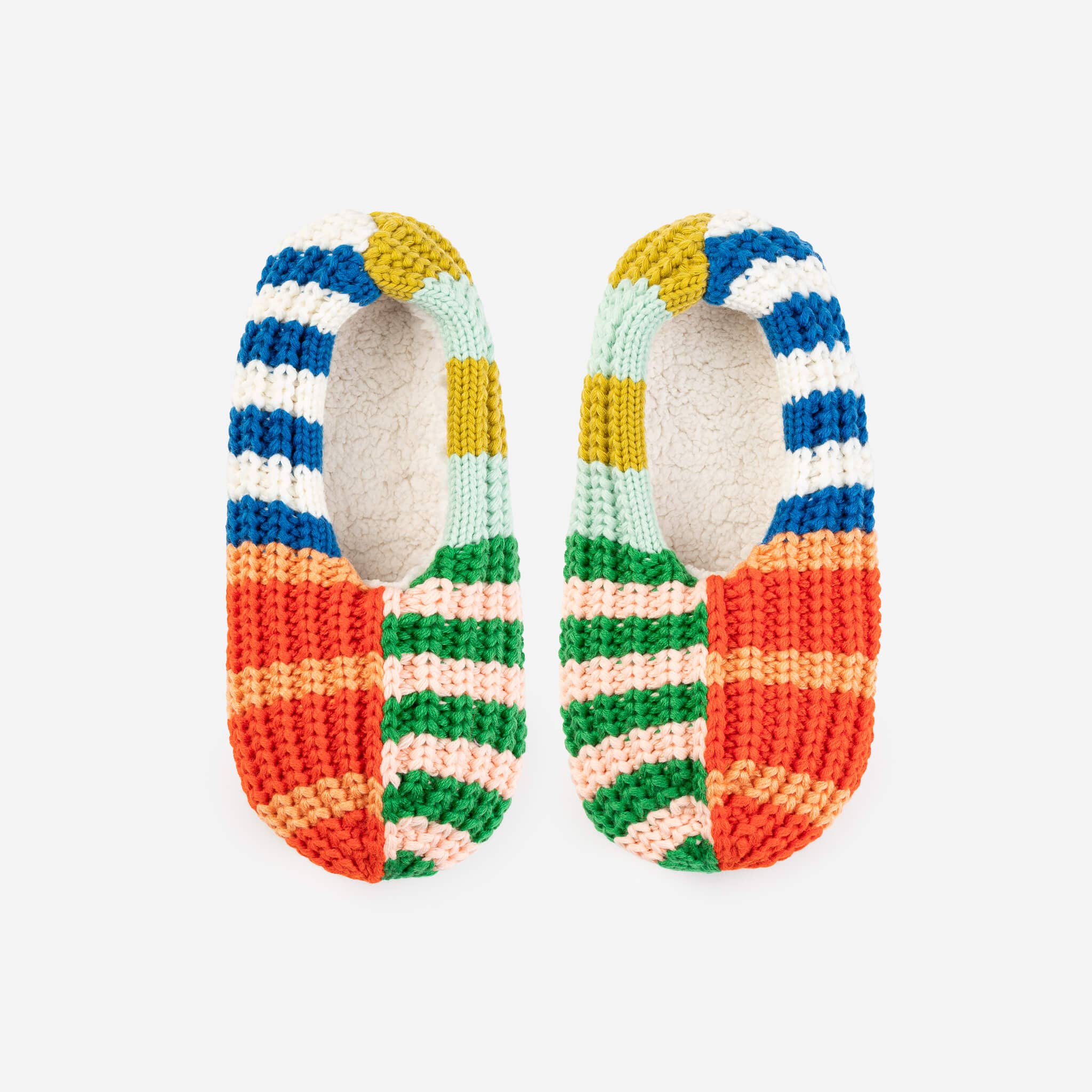 Patchwork Stripe Rib Slippers | Rainbow