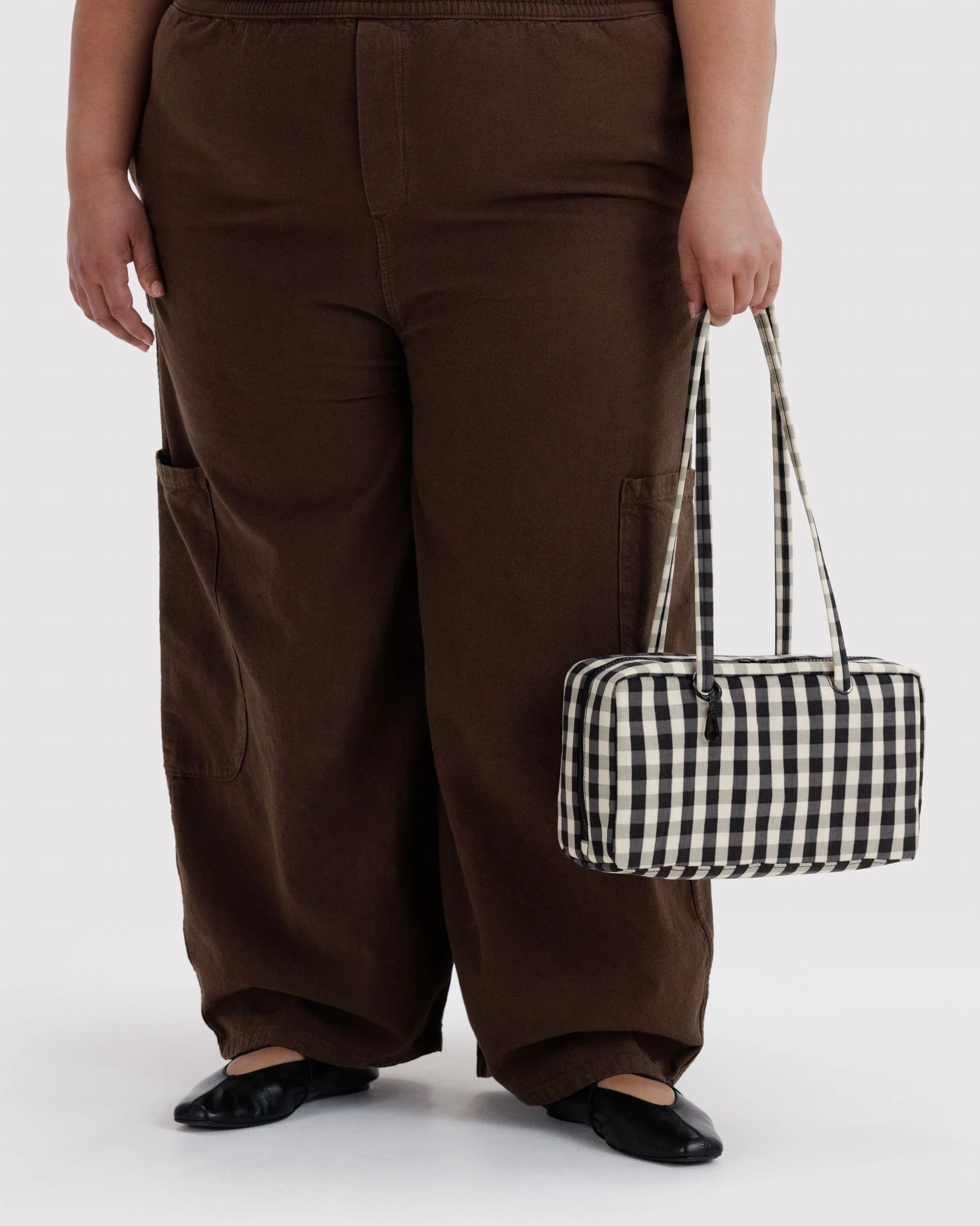 Nylon Bowler Bag | Black And Cream Gingham