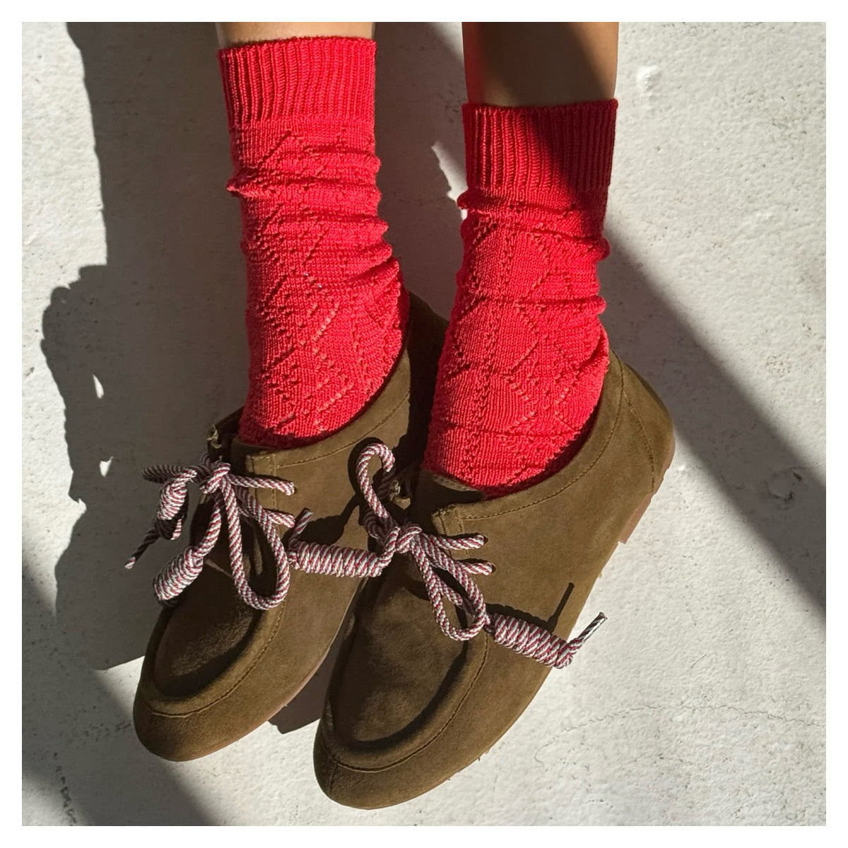 Modal Eyelet Socks | Poppy Red