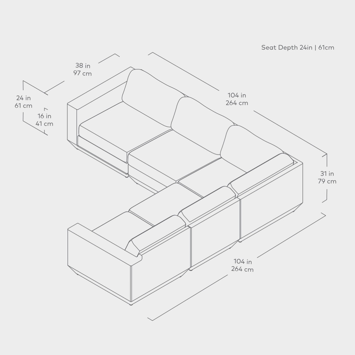 Podium Modular 5PC Corner Sectional