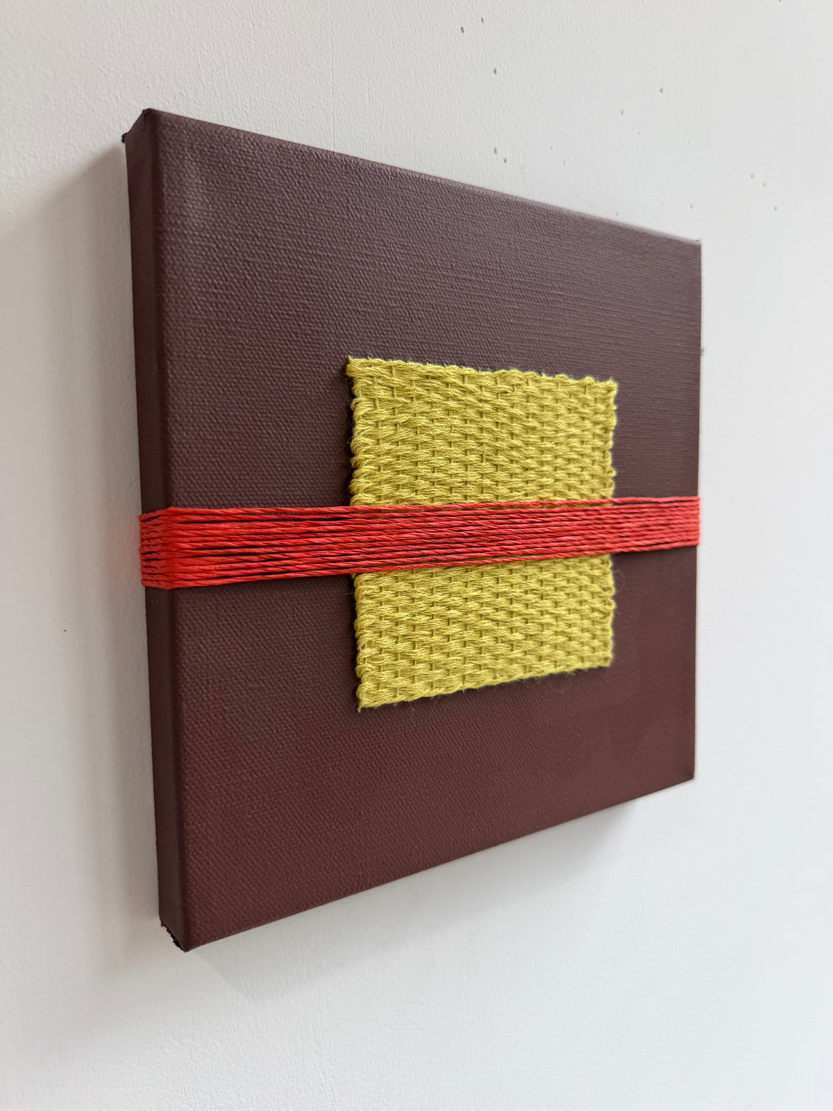 Mixed Media Fiber Art | Brown + Yellow + Red