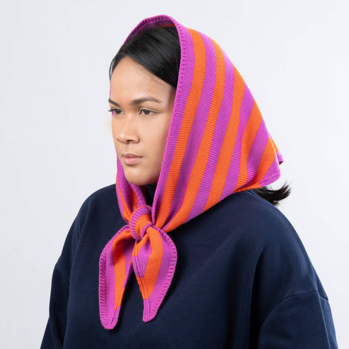 Simple Stripe Triangle Scarf | Poppy Magenta