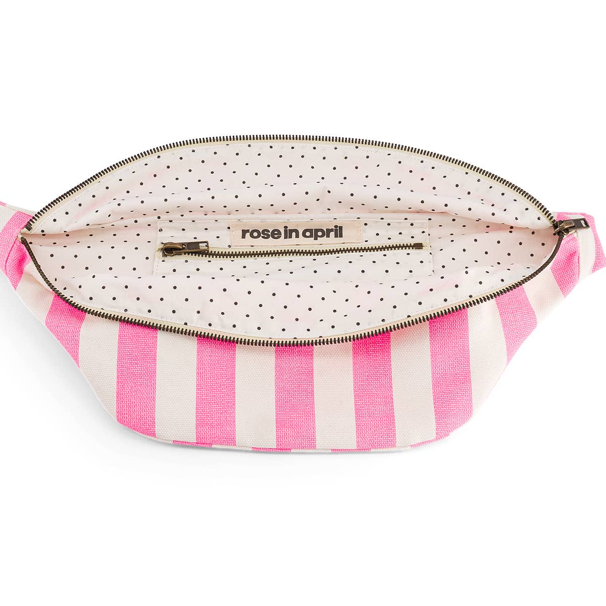 Cotton Cross Body Bag / Fanny Pack | Neon Pink and White Stripes