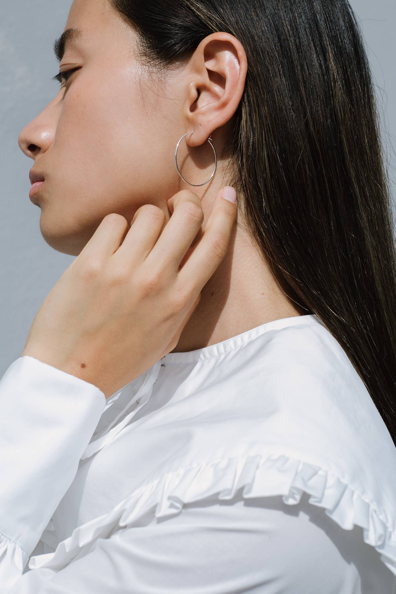 Pull-Me-Through Small Hoops: Sterling Silver