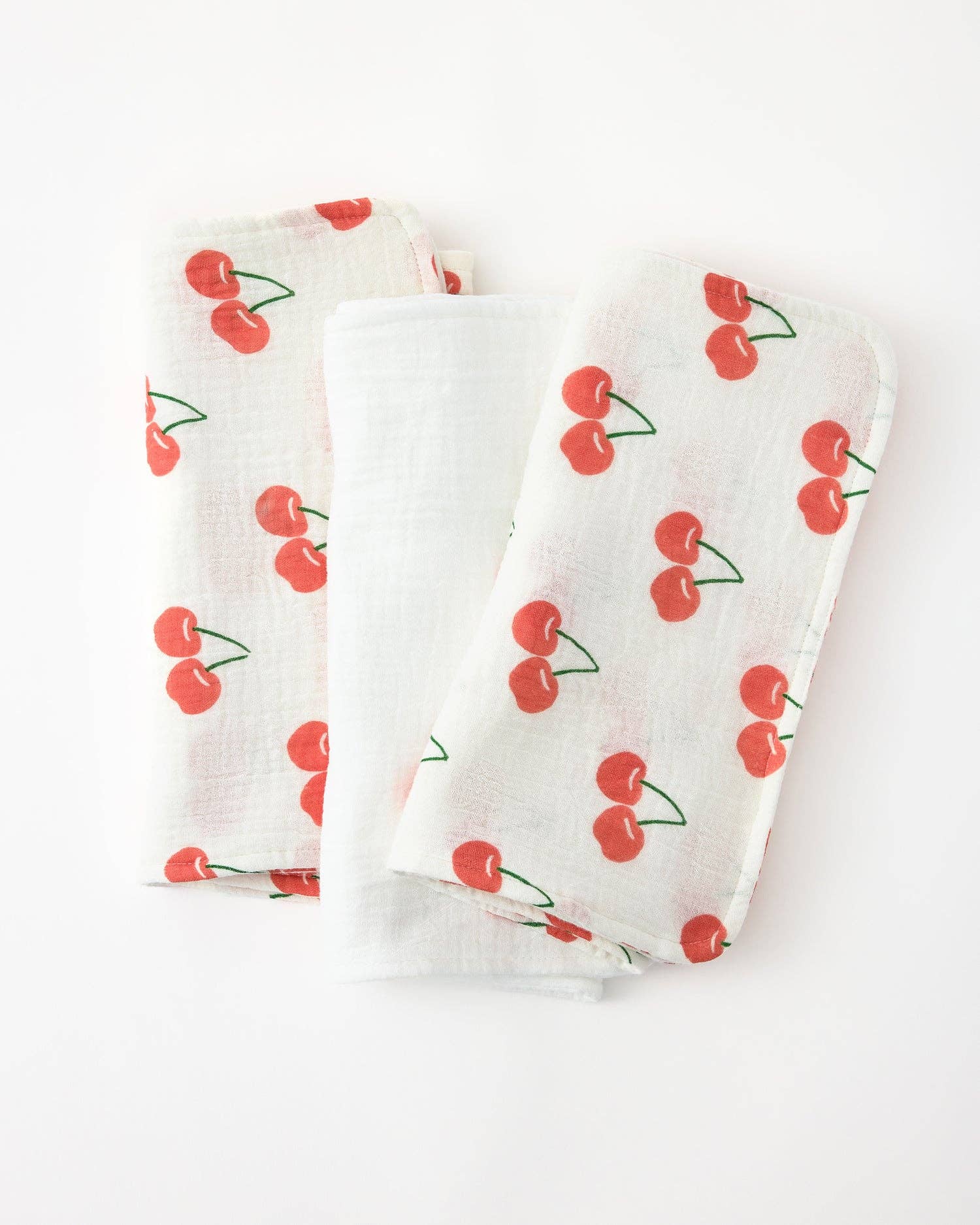 Organic Muslin Burp Cloth (3-Pack) | White Cherries