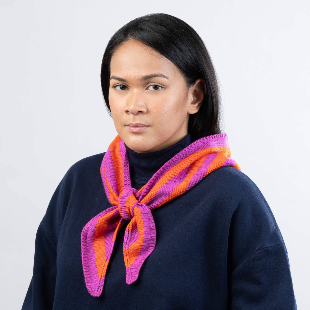 Simple Stripe Triangle Scarf | Poppy Magenta