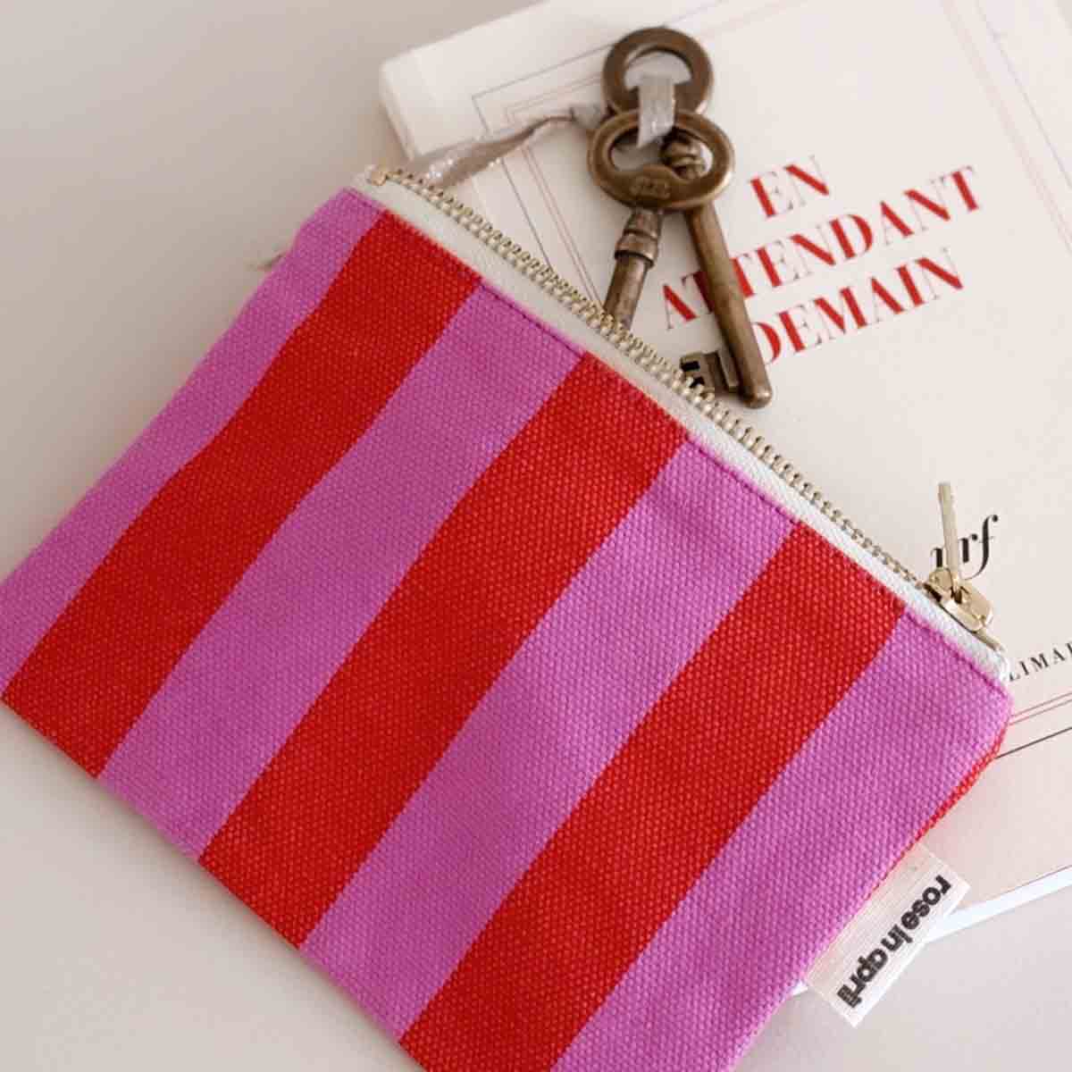 Marie Purse | Orchid & Tomato Stripes