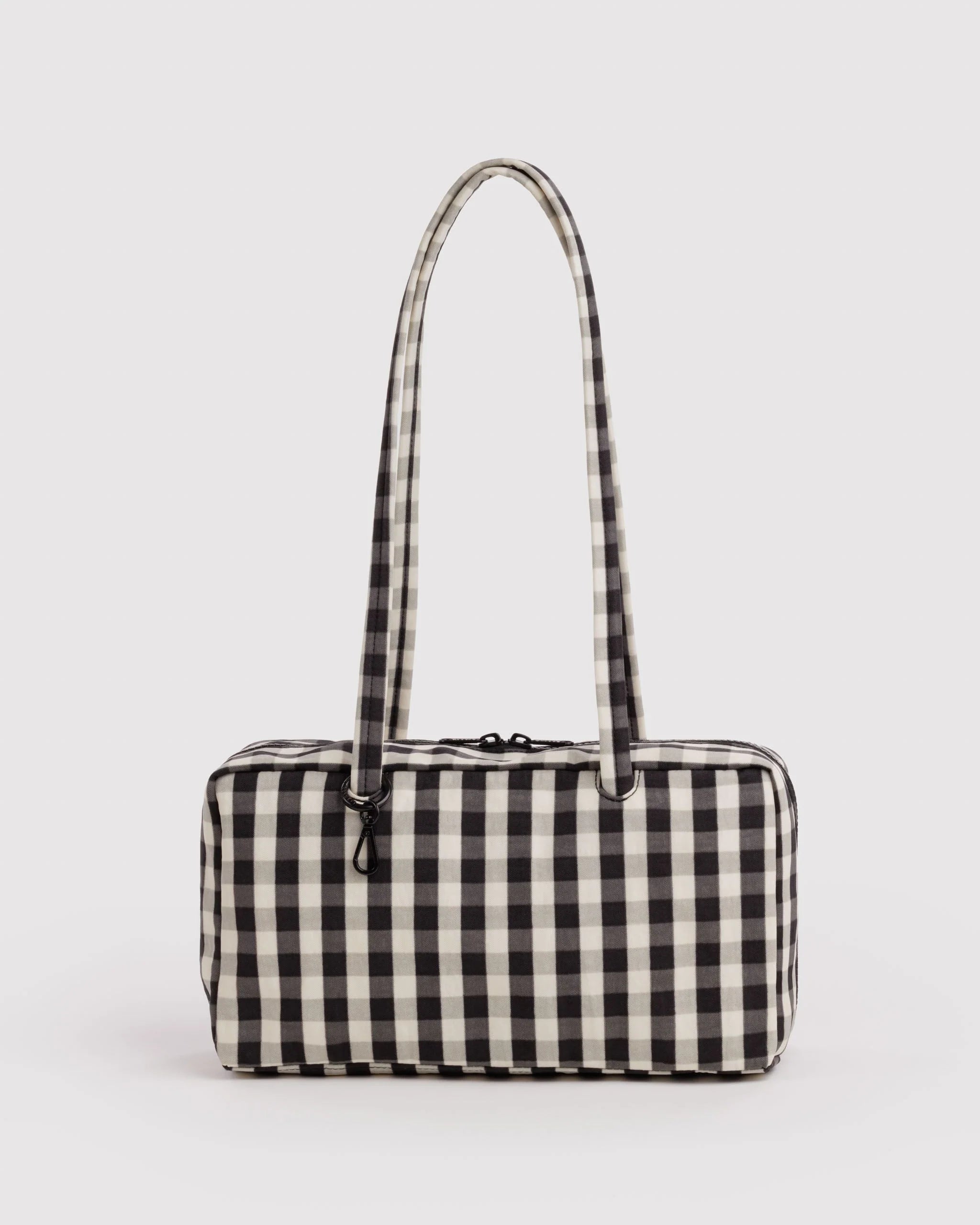 Nylon Bowler Bag | Black And Cream Gingham
