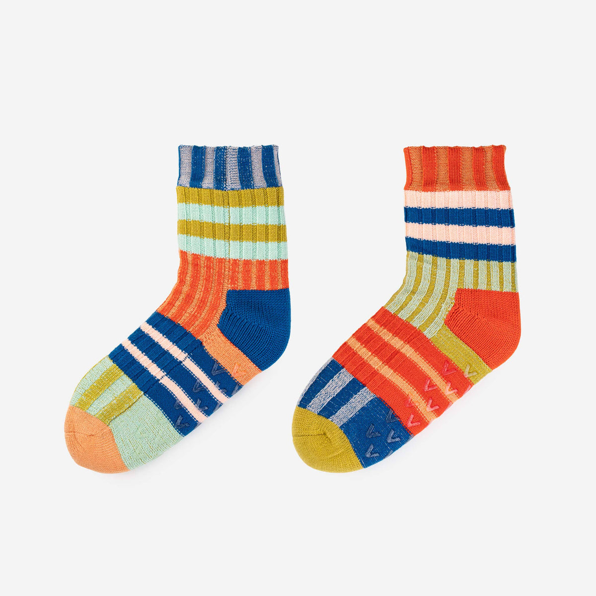 Patchwork Stripe House Socks | Rainbow | S/M