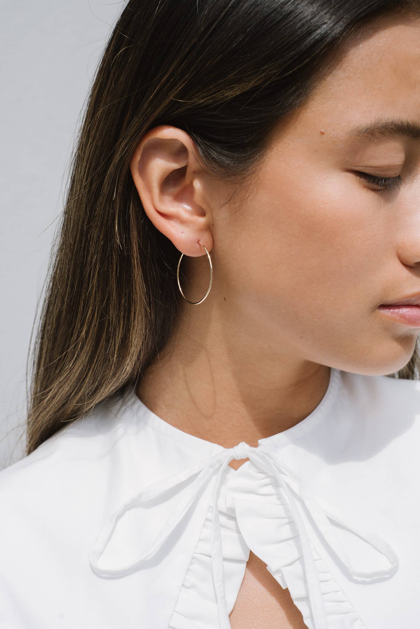 Pull-Me-Through Small Hoops: Sterling Silver