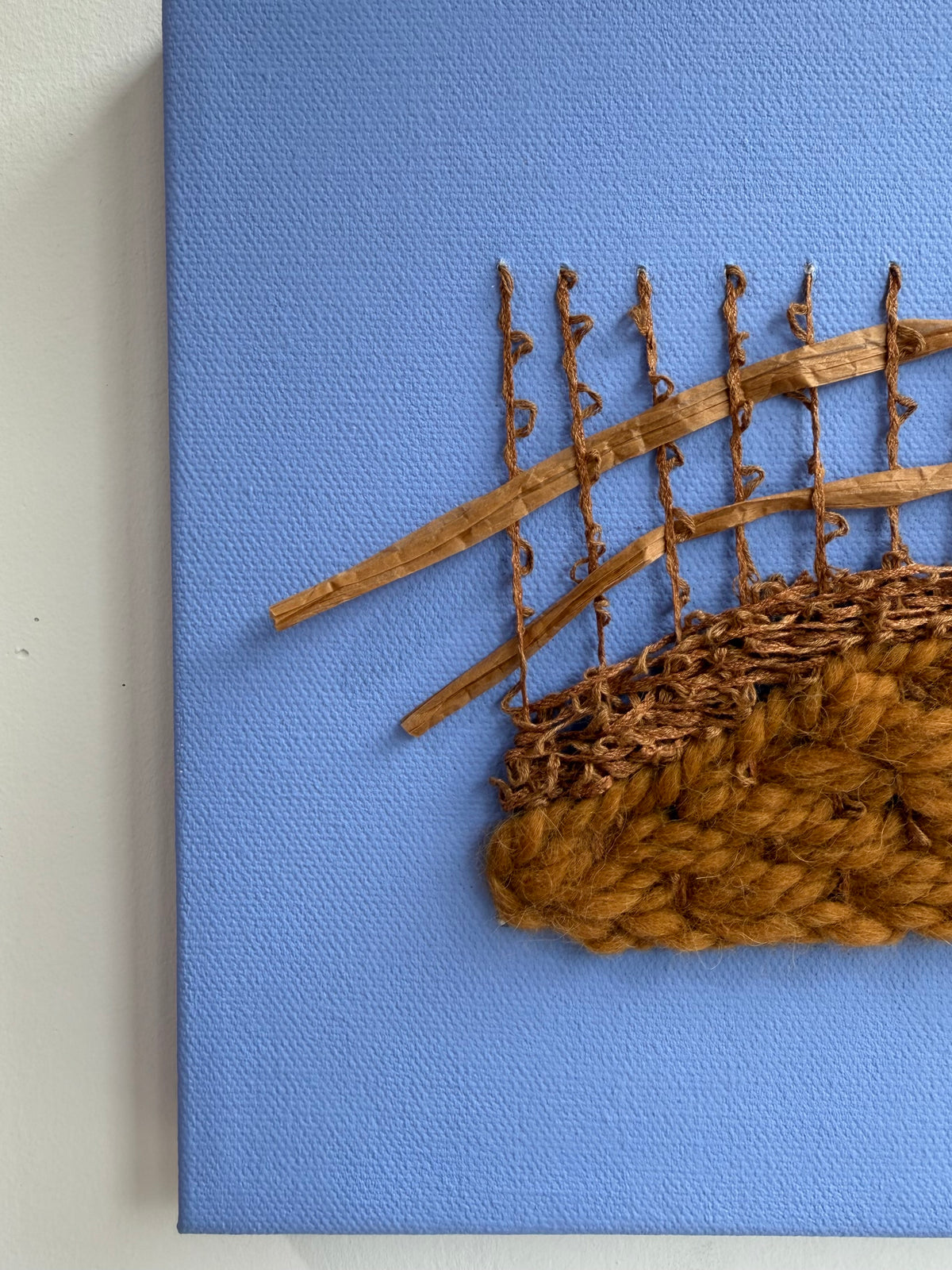 Mixed Media Fiber Art | Blue + Brown
