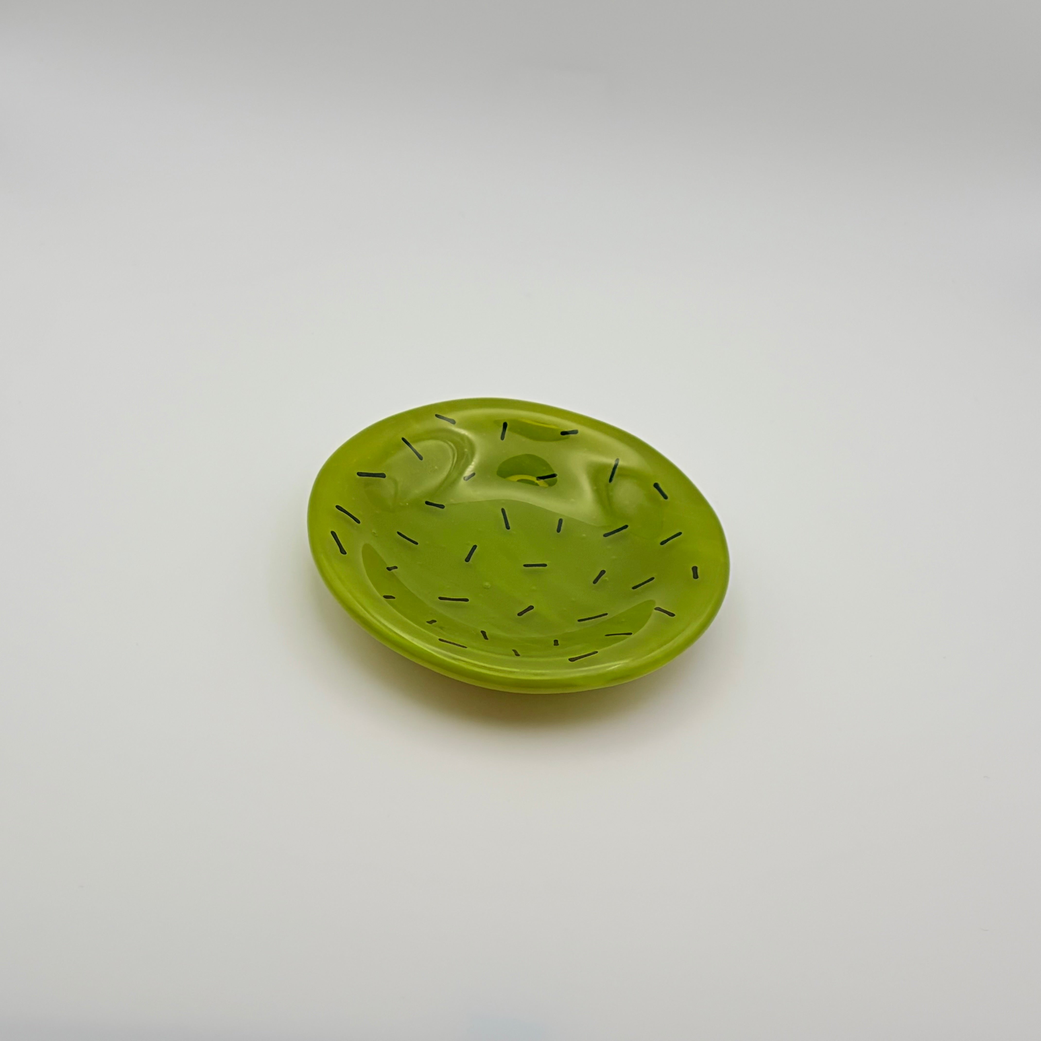 Small Round Glass Dish | Moss Speckle