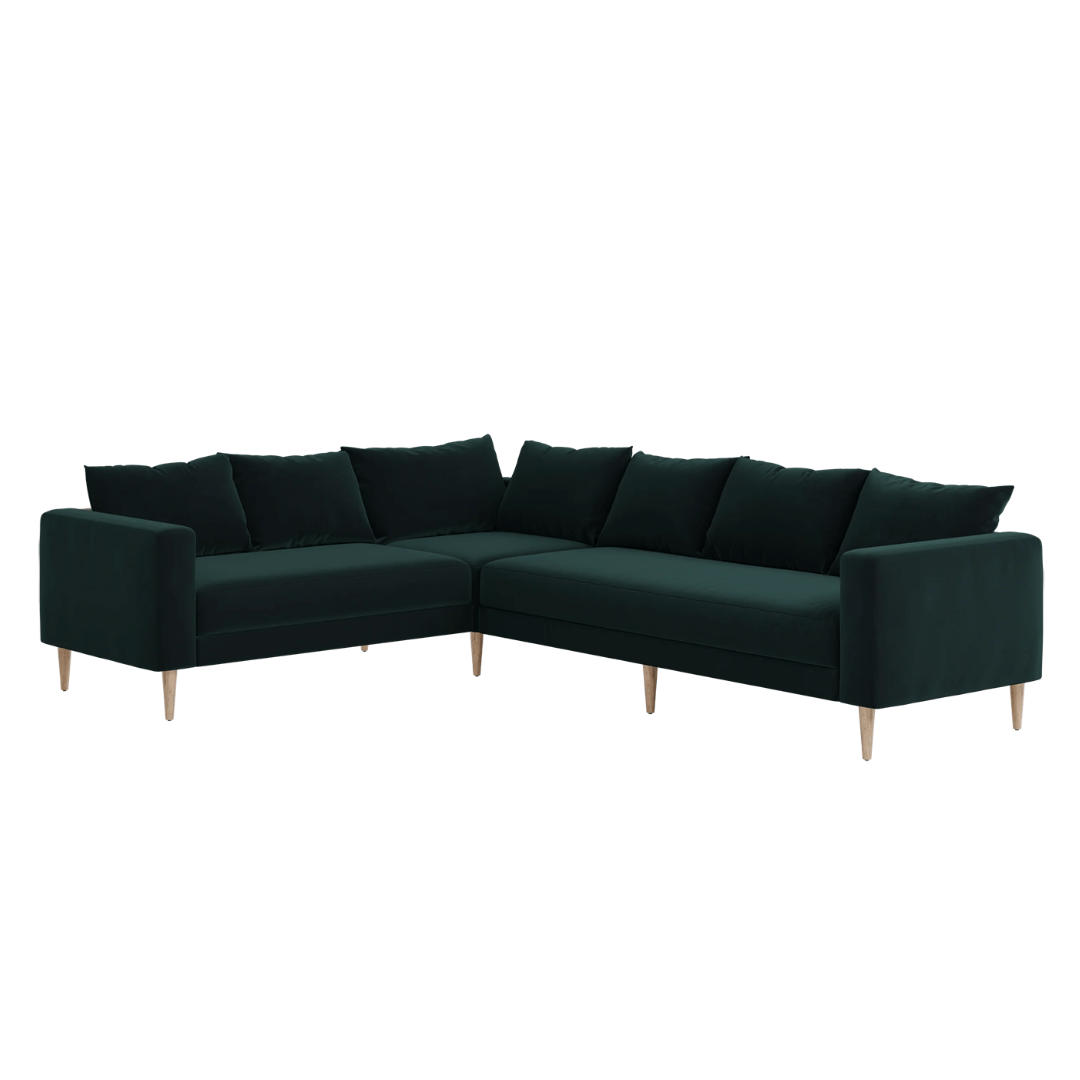Sectional sofa in teal color 