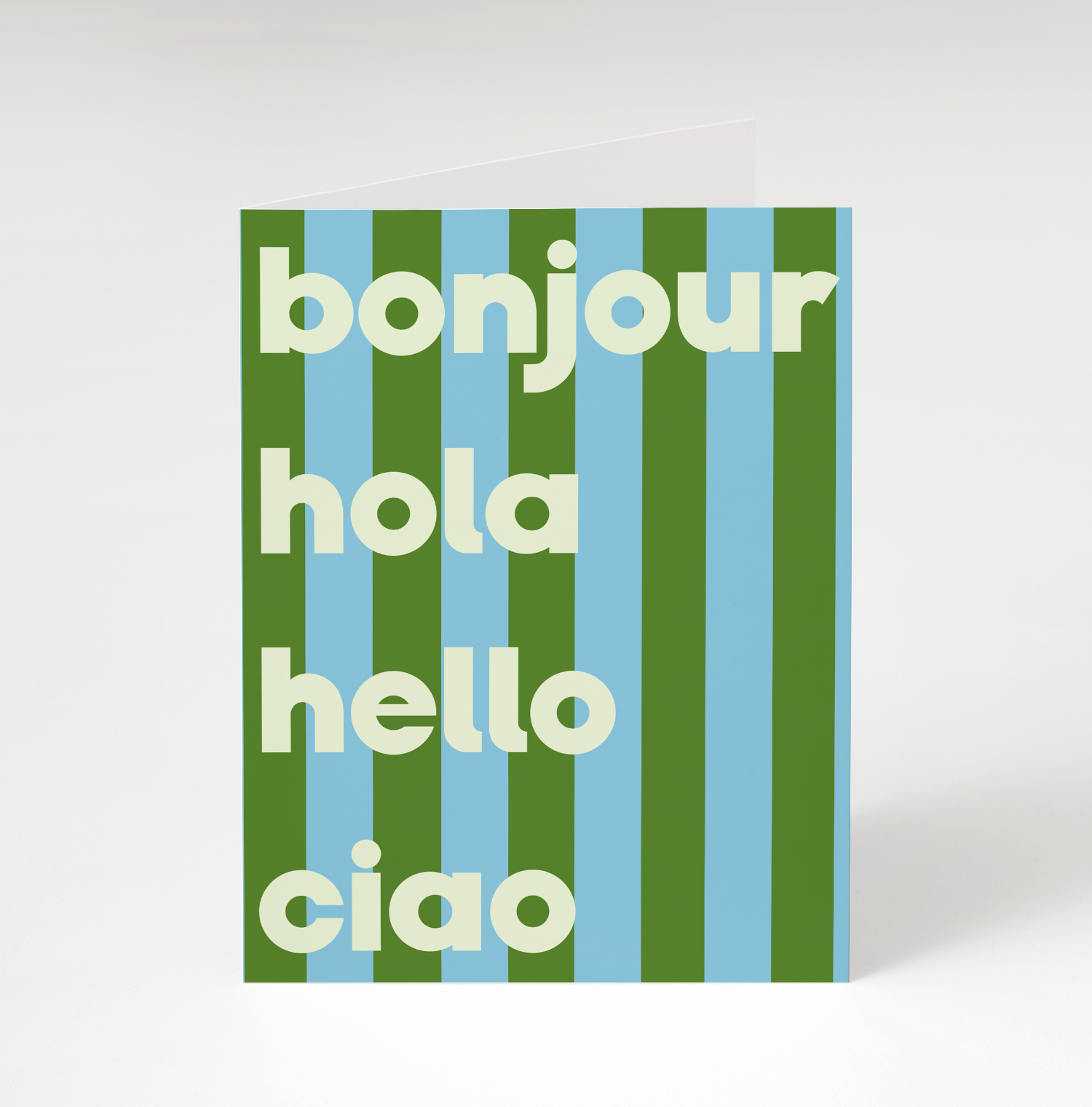 Bonjour Hola Green Greeting Card 