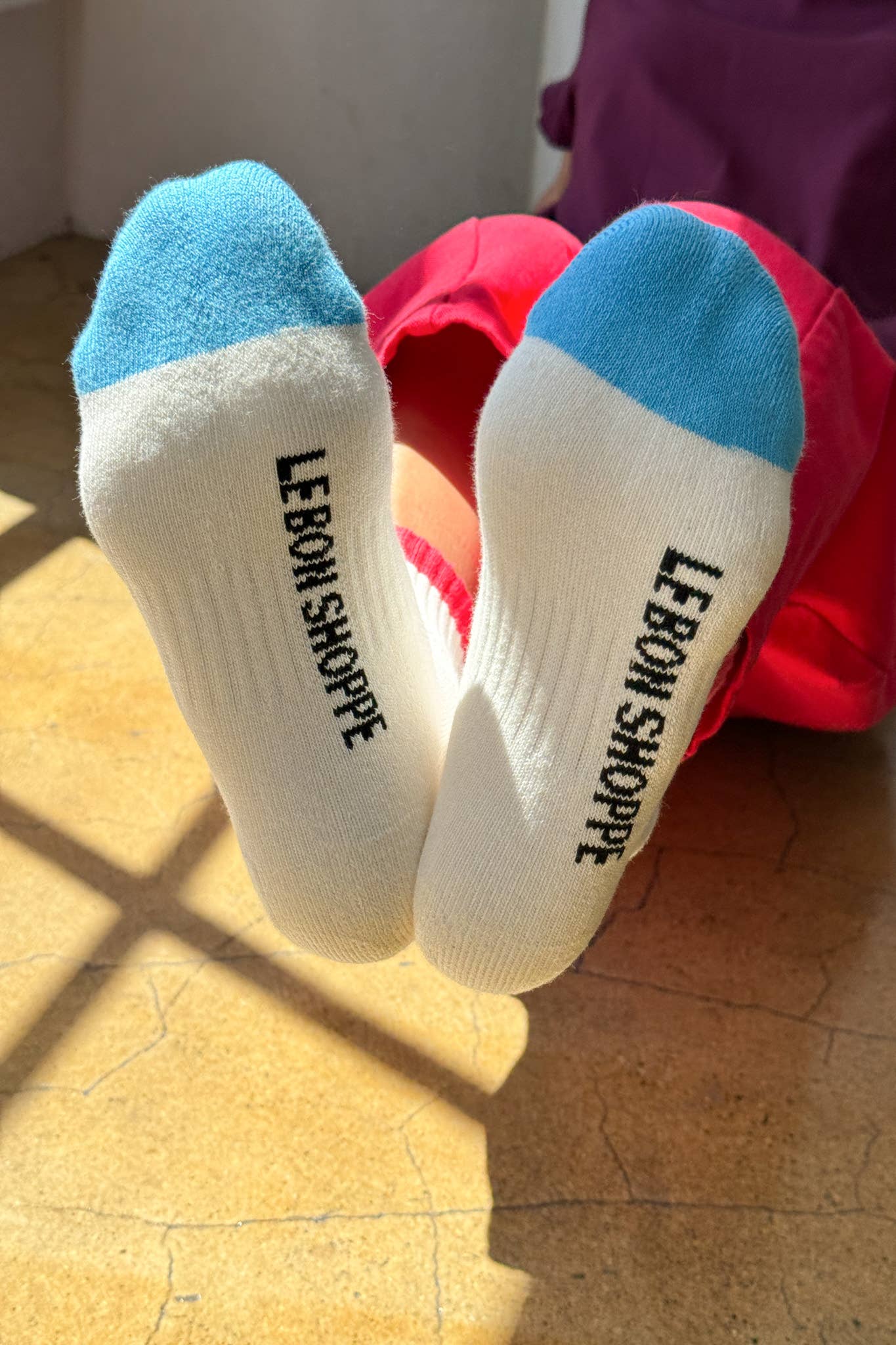 Color Block Girlfriend socks: Blue Red