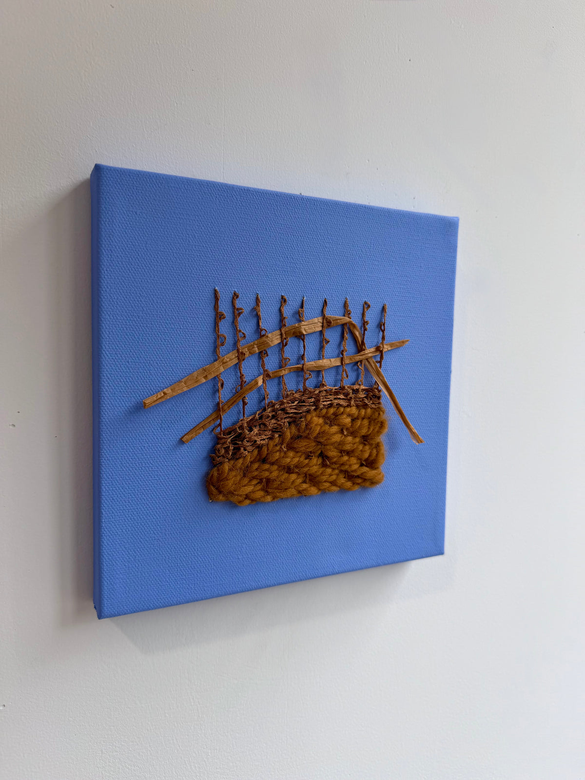 Mixed Media Fiber Art | Blue + Brown