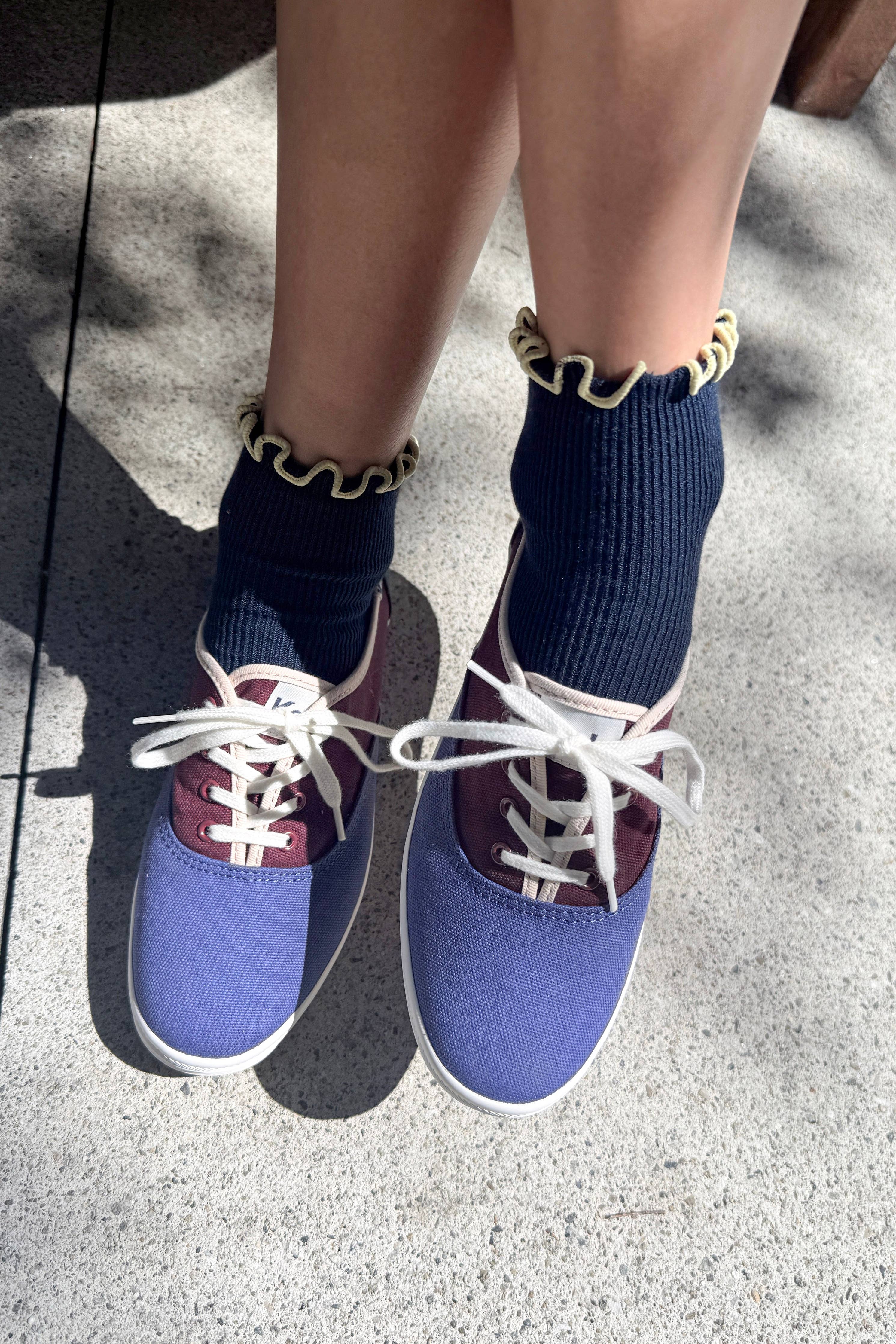 The Petite Ruffled Modal Socks | Baby Blue & Butter