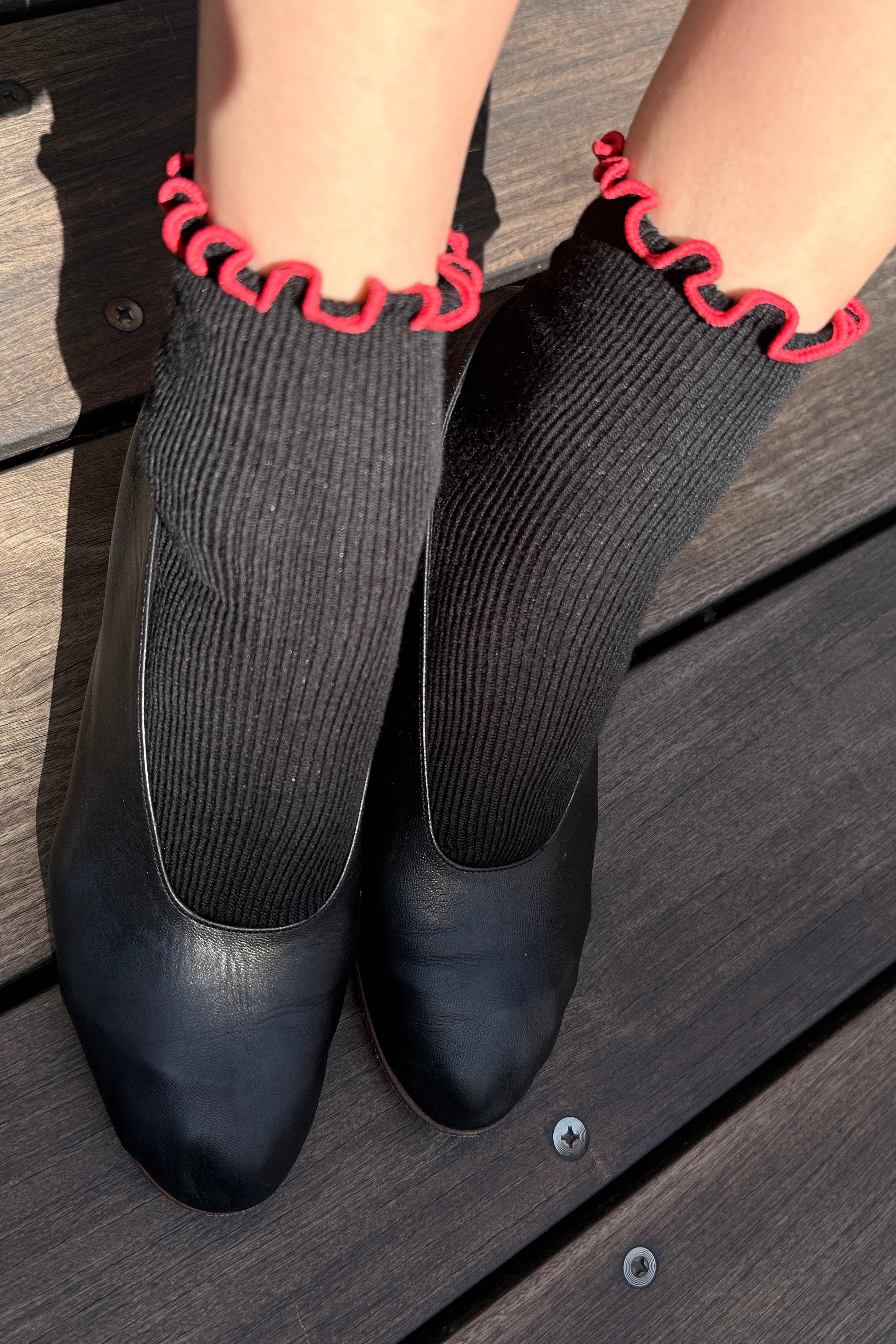 The Petite Ruffled Modal Socks | Baby Blue & Butter