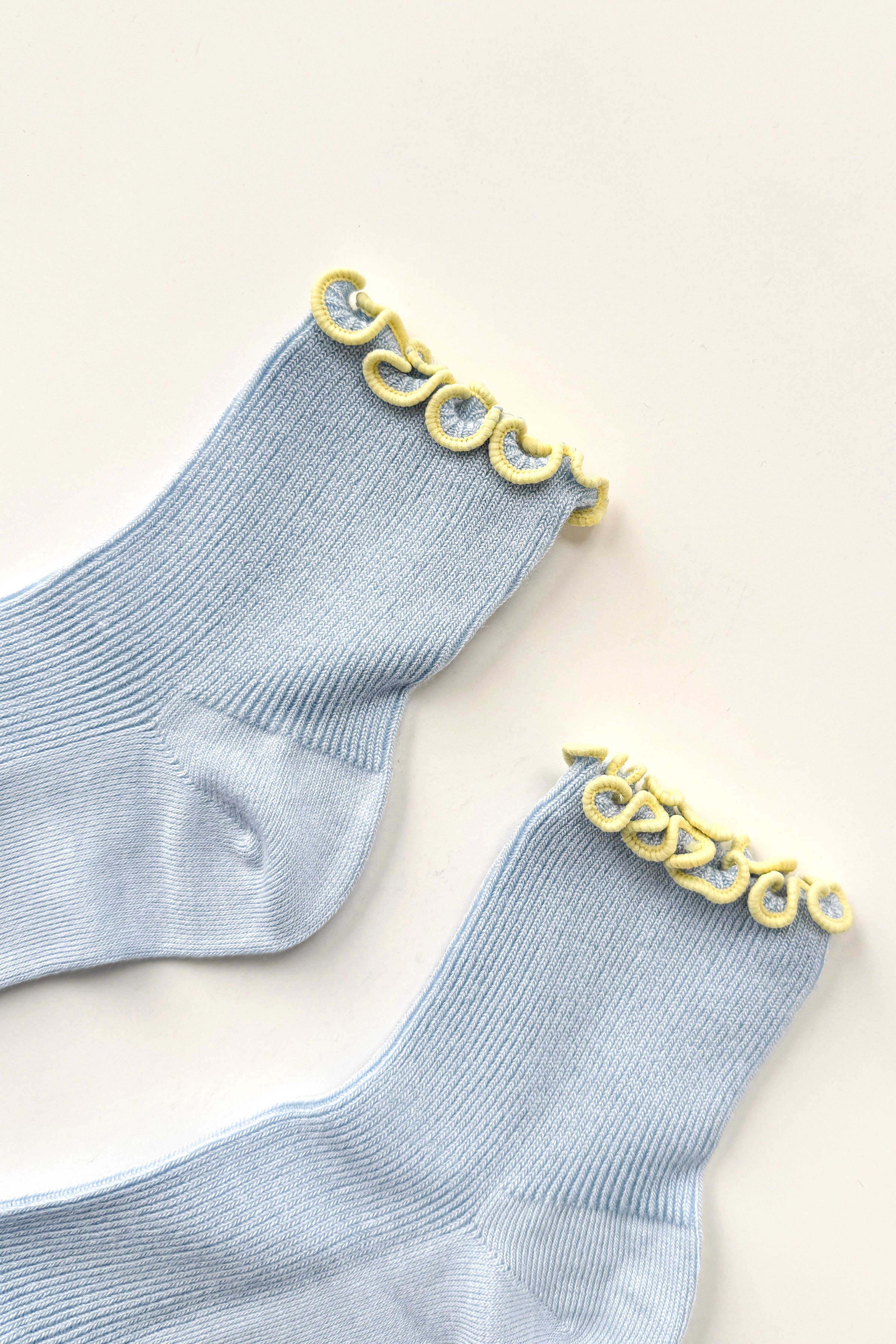 The Petite Ruffled Modal Socks | Baby Blue & Butter