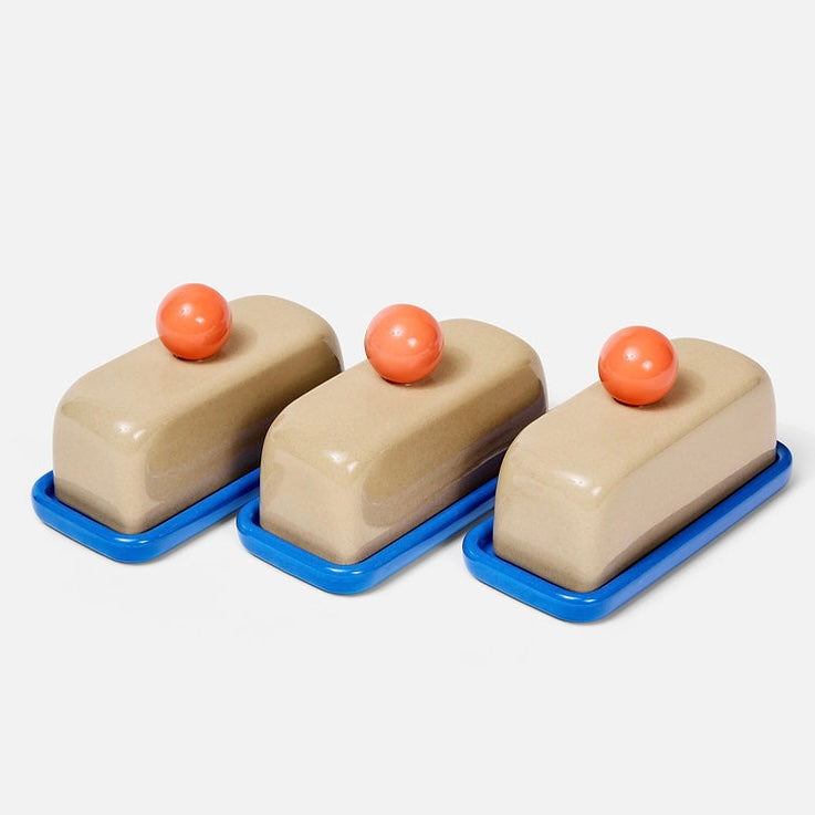 Color Block Butter Dish | Coral + Blue