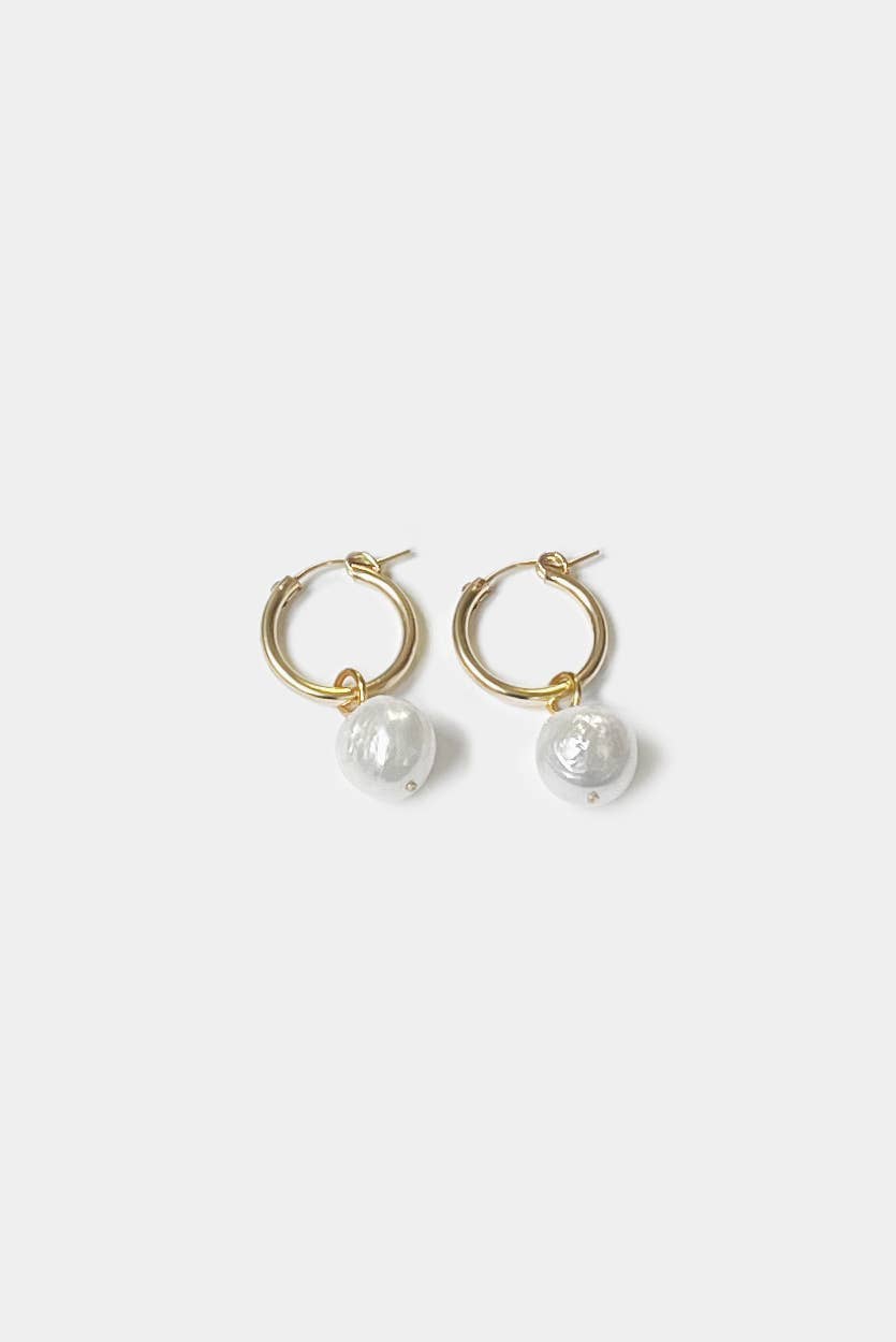 Anna Hoops + Wrinkle Pearl Charms: 18mm Small Hoops