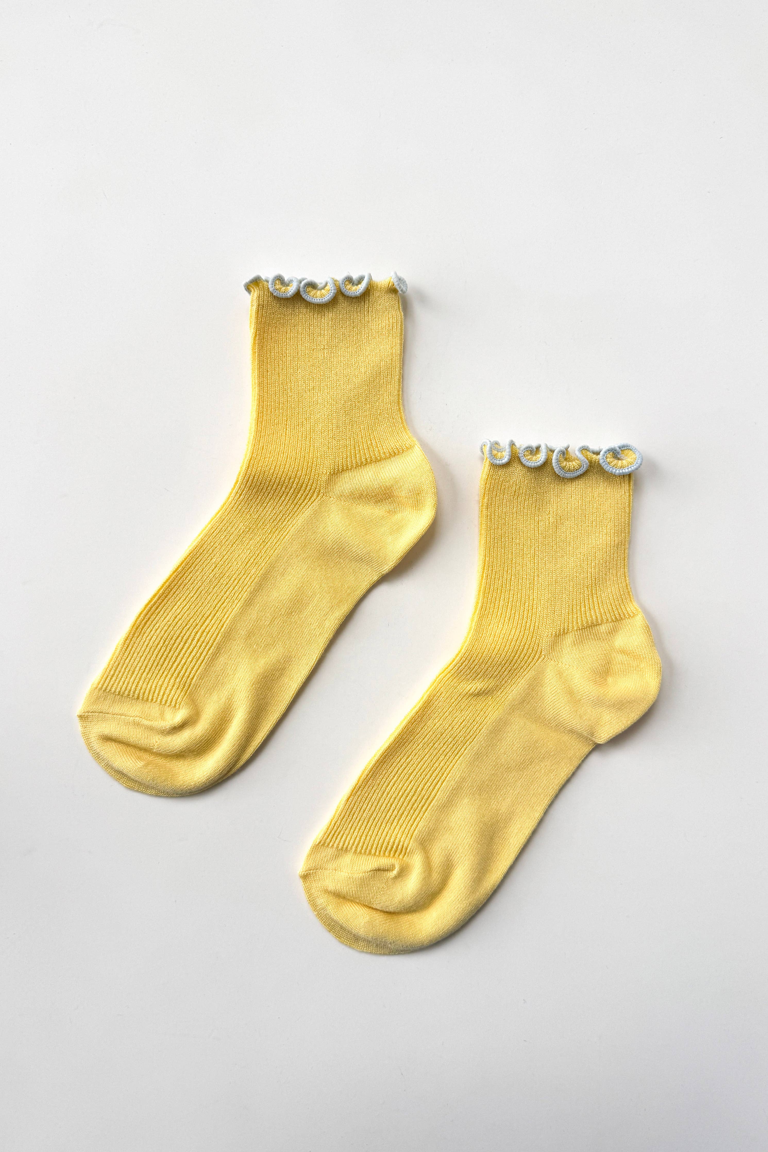 The Petite Ruffled Modal Socks | Baby Blue & Butter