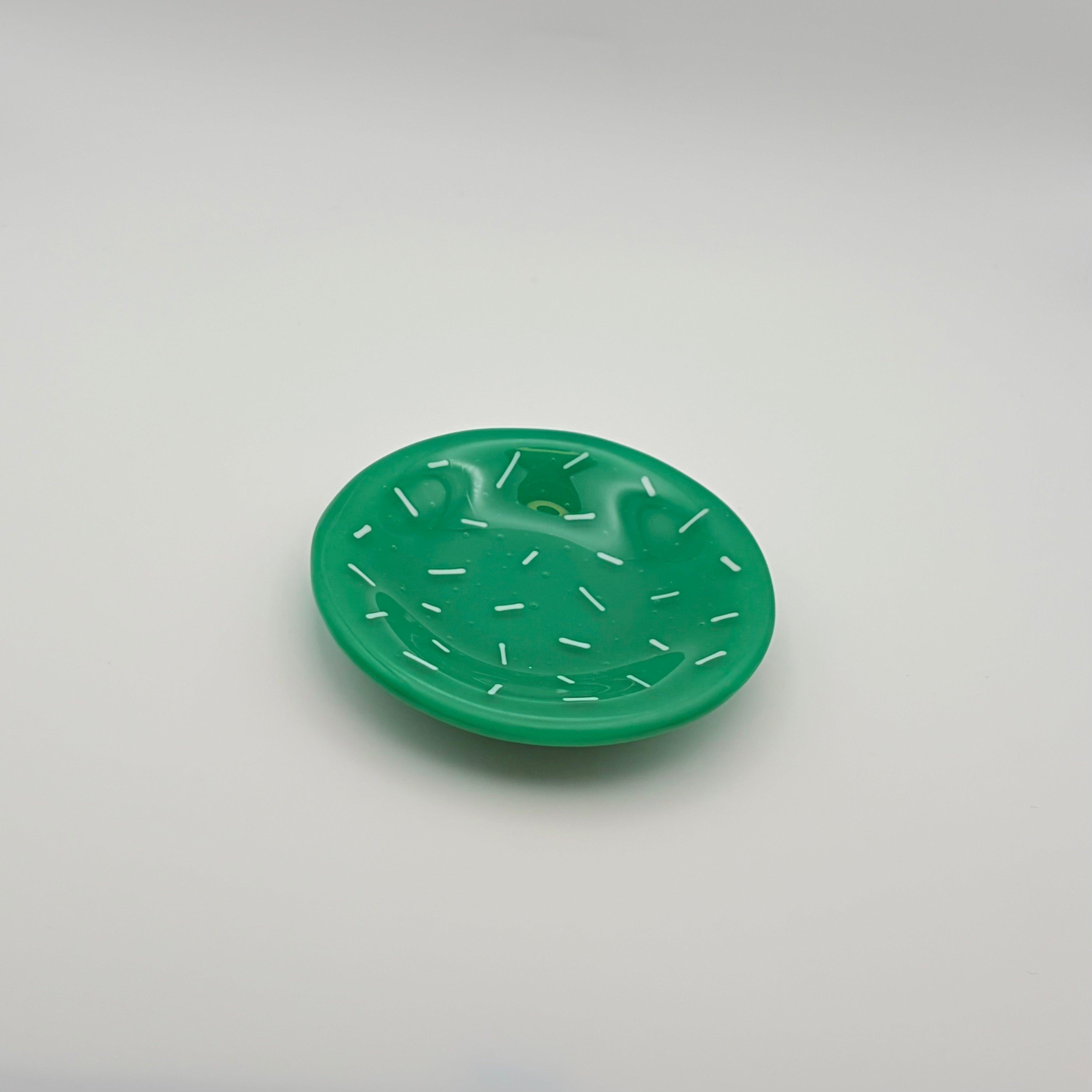 Small Round Glass Dish | Green Speckle