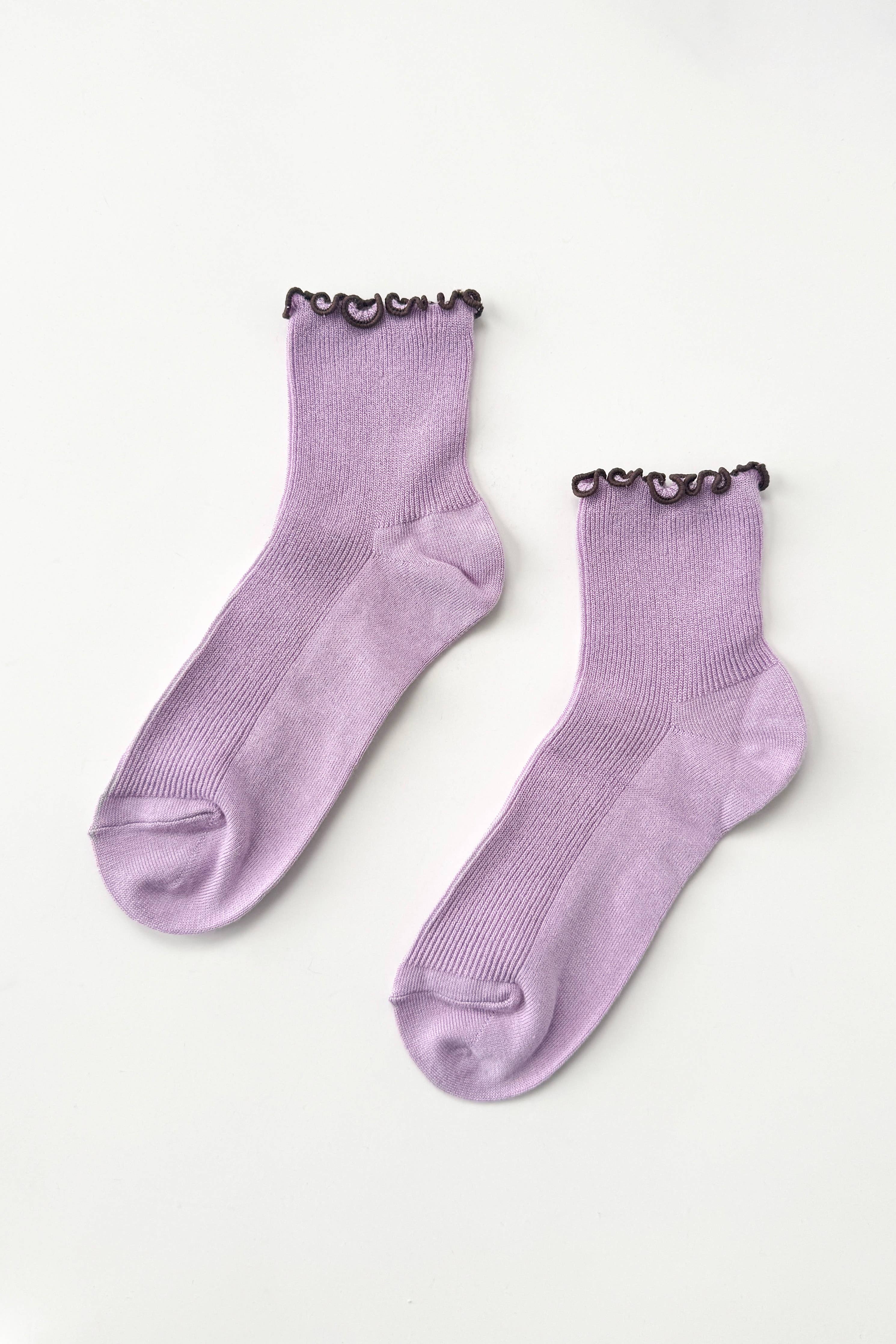 The Petite Ruffled Modal Socks | Baby Blue & Butter