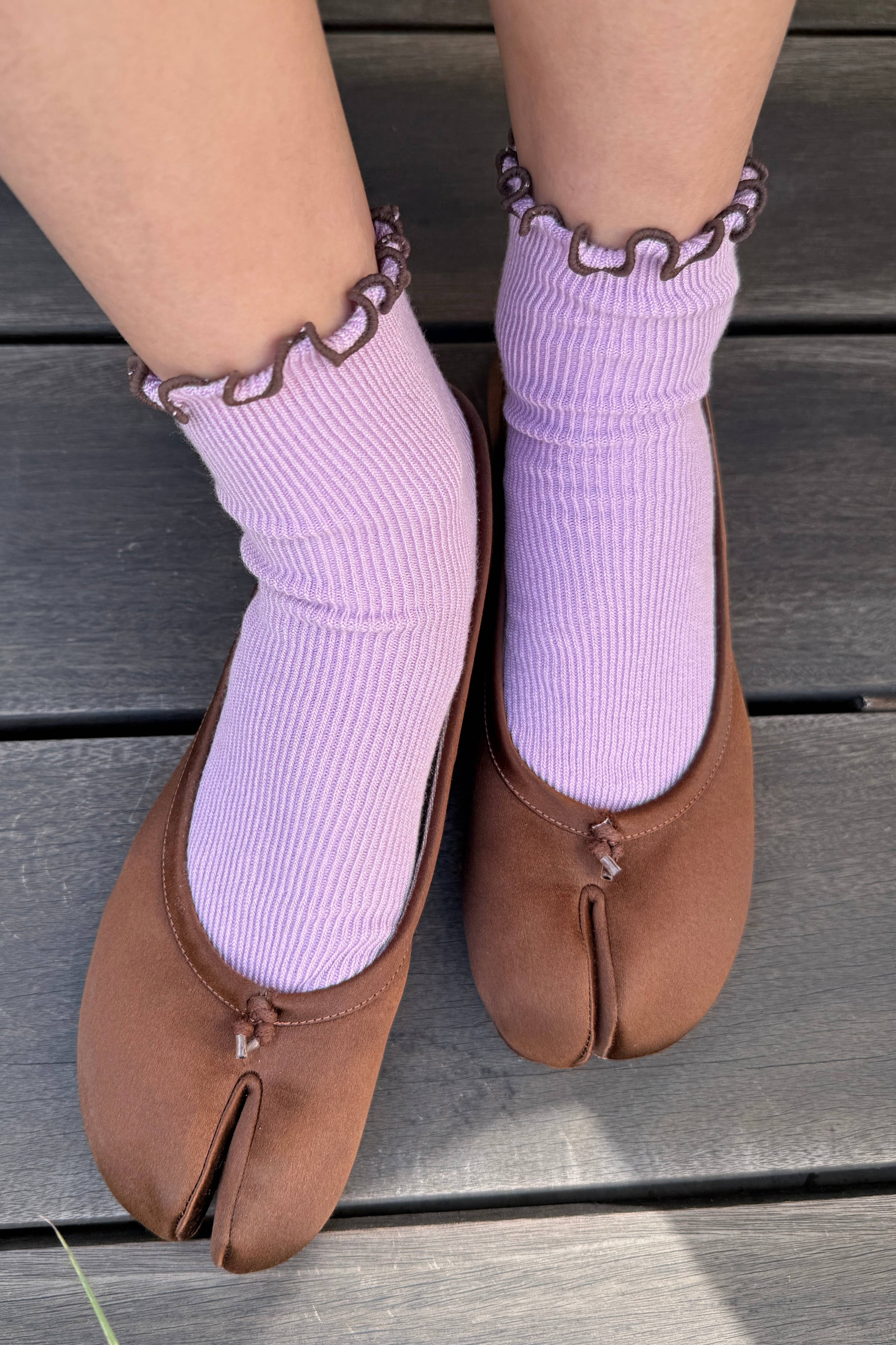 The Petite Ruffled Modal Socks | Baby Blue & Butter