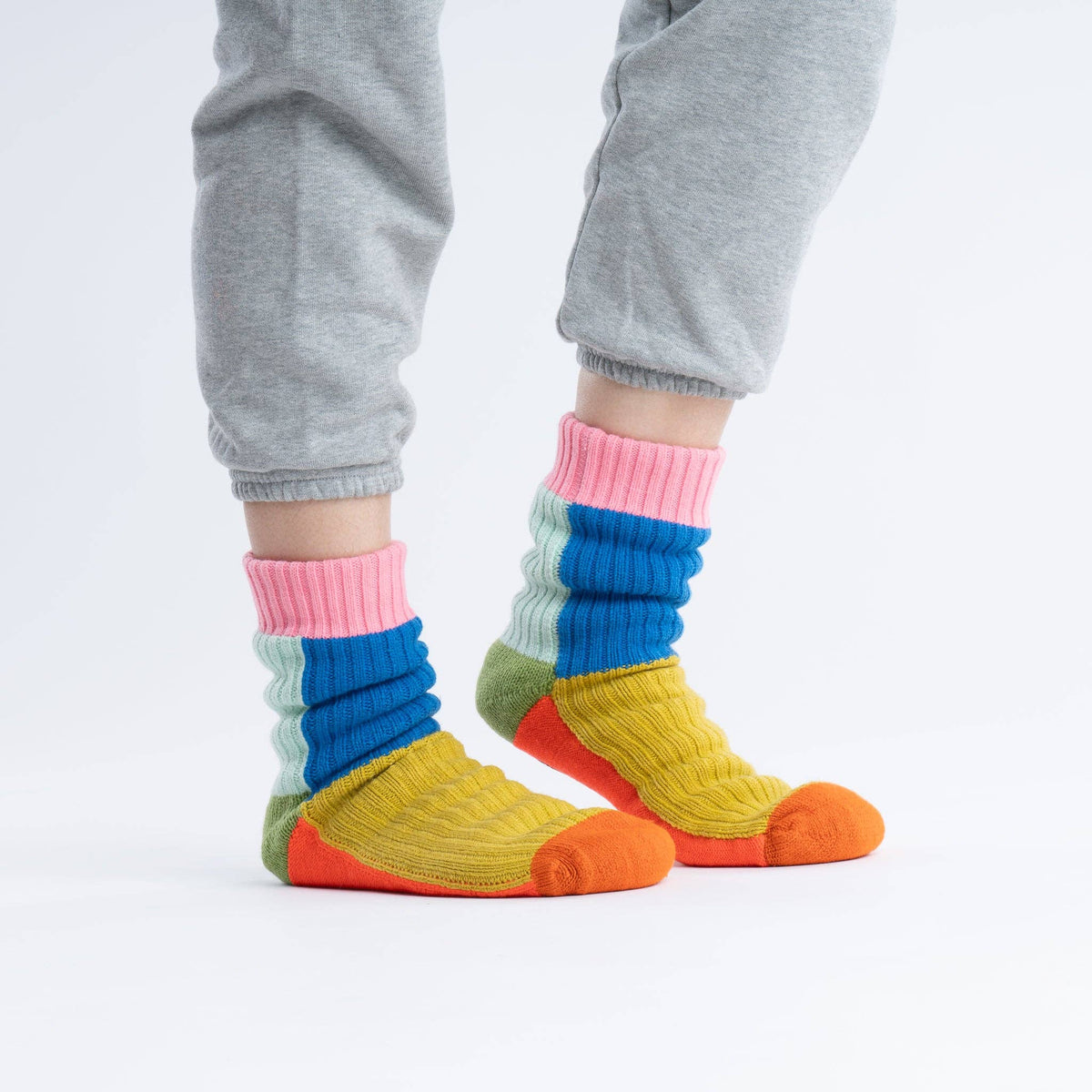 Kaleidoscope Knit House Socks | Olive Cobalt | L/XL