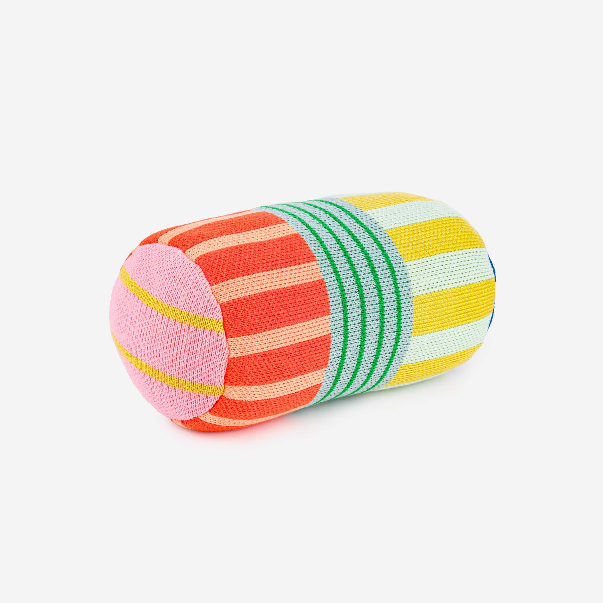 Patchwork Stripe Bolster Pillow | Rainbow
