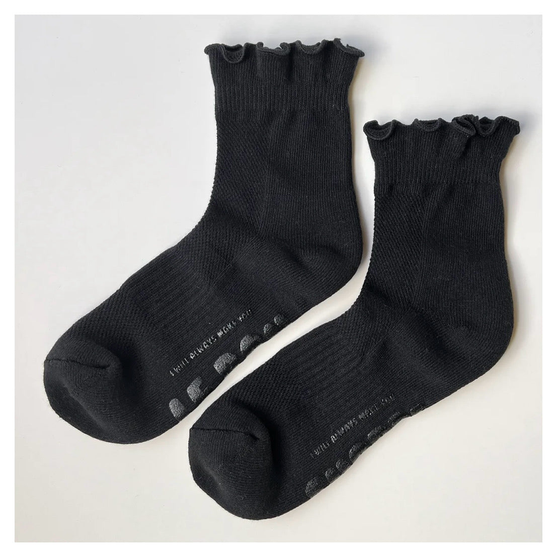 Ruffled Hugger Crew Socks | Black