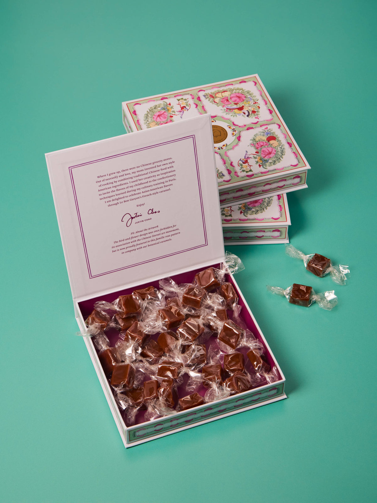 Honey Lavender Caramels: Pink Floral Gift Box