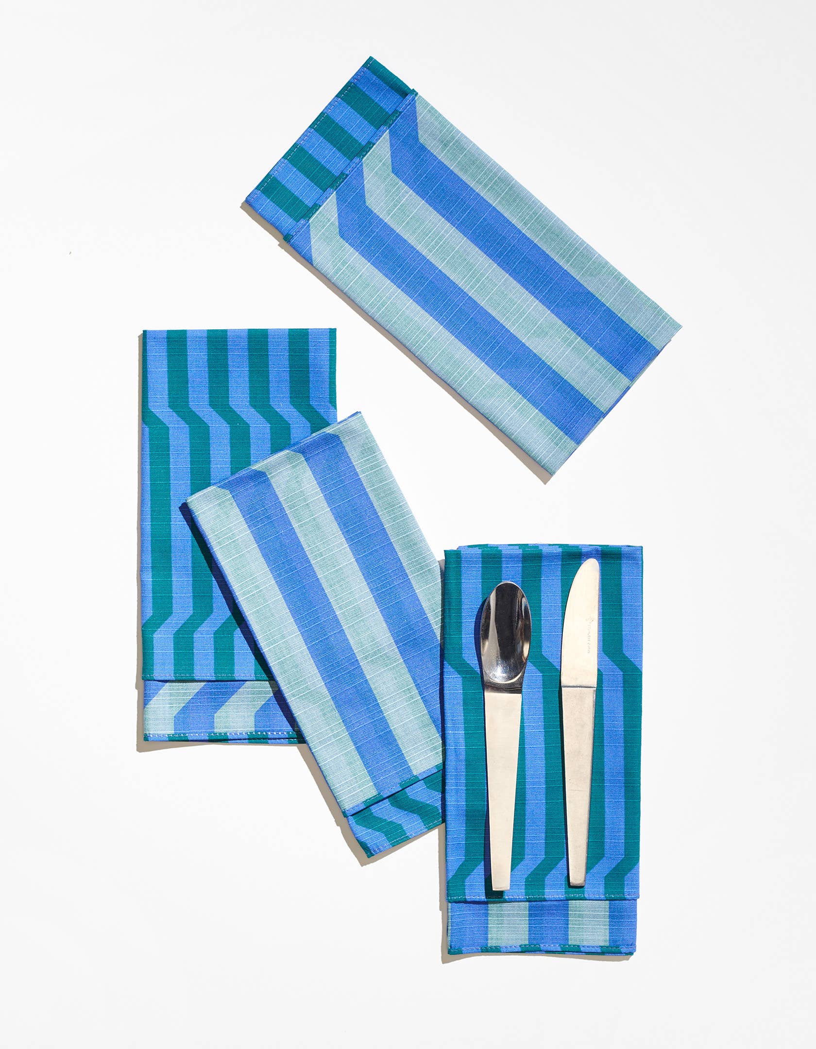 Dinner Napkin Double Sided Stripe Marine