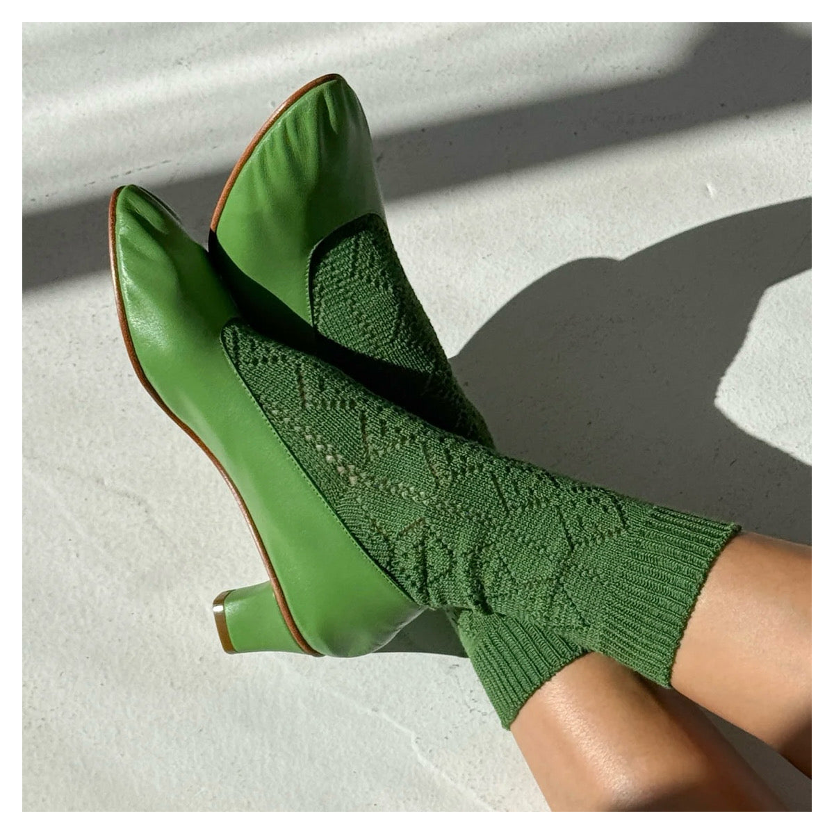 Modal Eyelet Socks | Palm Green